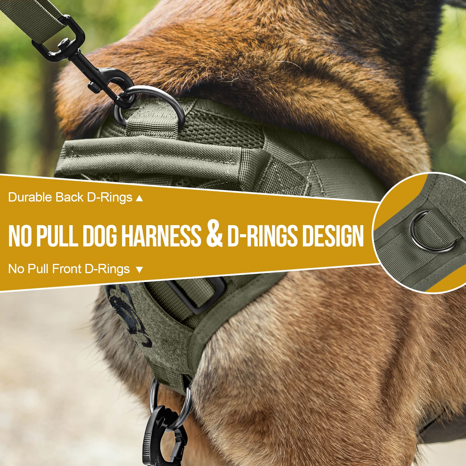 Onetigris Tactical Dog Harness For Small Dog, No Pull Small Dog Vest Harness Breathable Military Dog Molle Vests With Handles, H