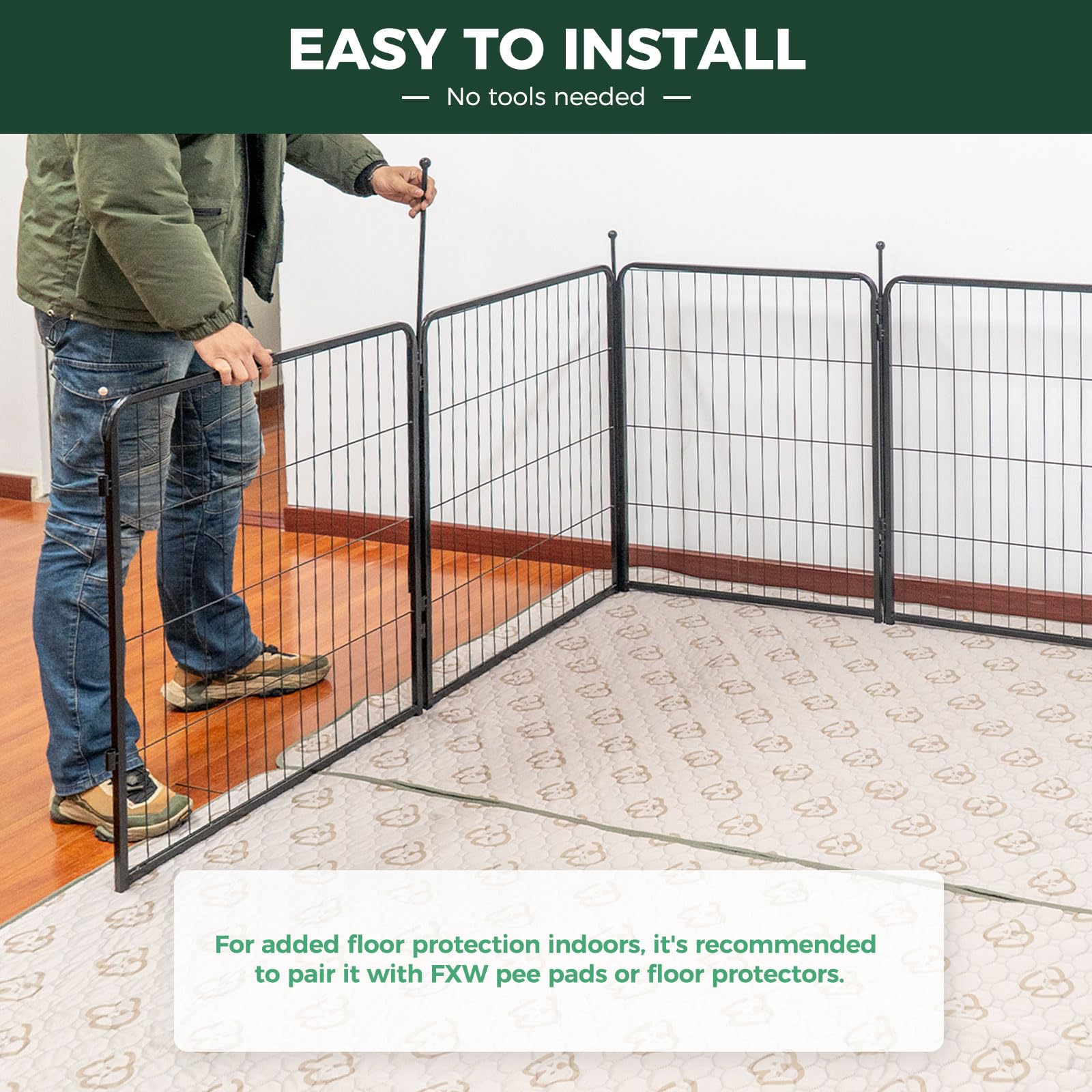 Fxw Rollick Dog Playpen For Yard, Rv Camping, 40 Inch 48 Panels For Medium And Large Dogs│Patented