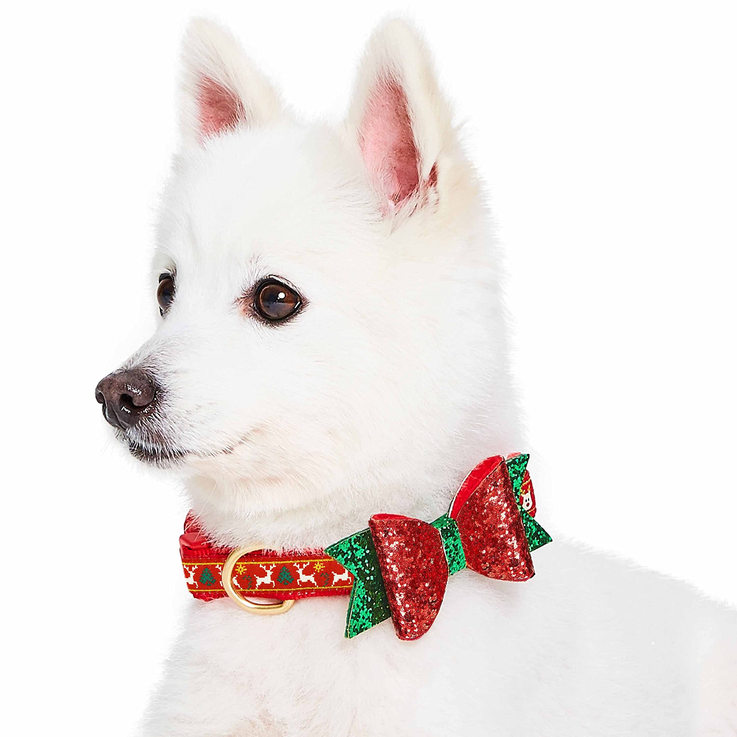 Blueberry Pet Christmas Reindeer Large Dog Collar With Bowtie, Adjustable Holiday Dog Collars For Large Dogs, High-Density Polye