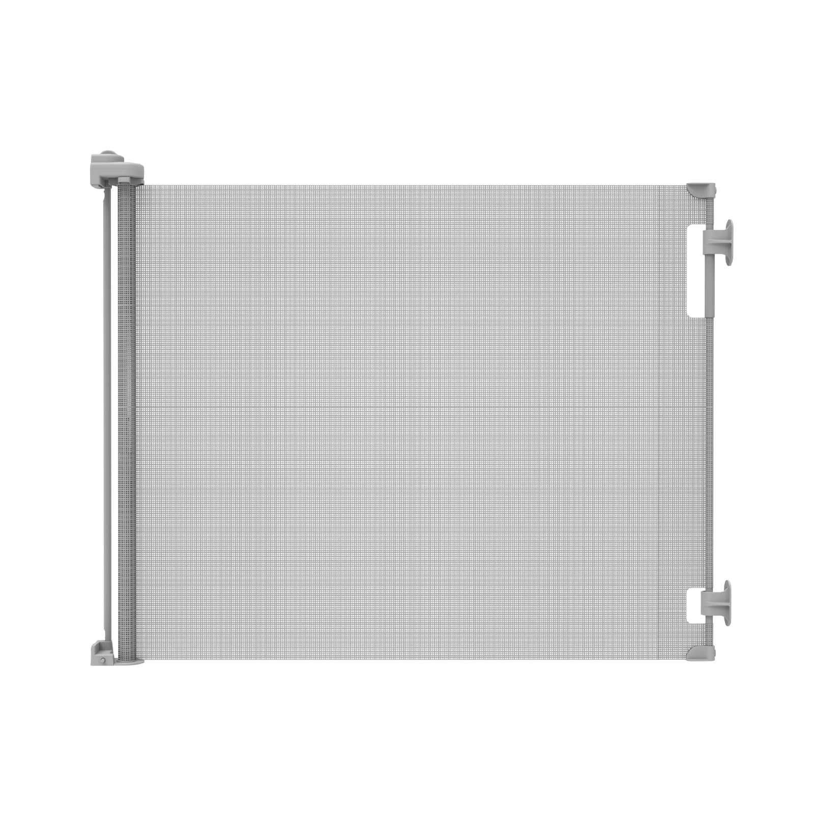 Retractable Baby Gate Perma Child Safety 33' Tall X 71” Wide, Mesh, For Stairs, Doorways, Dogs, Pets, Indoor, Outdoor, One-Handed Operation, Locking, Easy Install, Hardware Mount, Gray