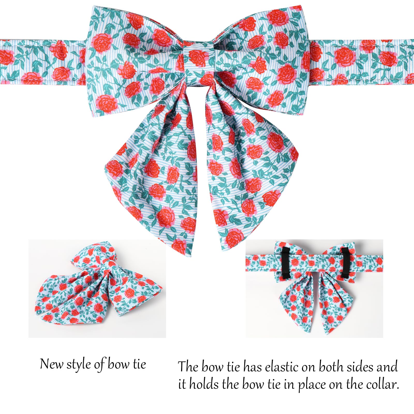 Lionet Paws Design Dogs Collar Cute Flower Sailor Bow Dog Collars For Girl Female Small Medium Dogs With Rose M