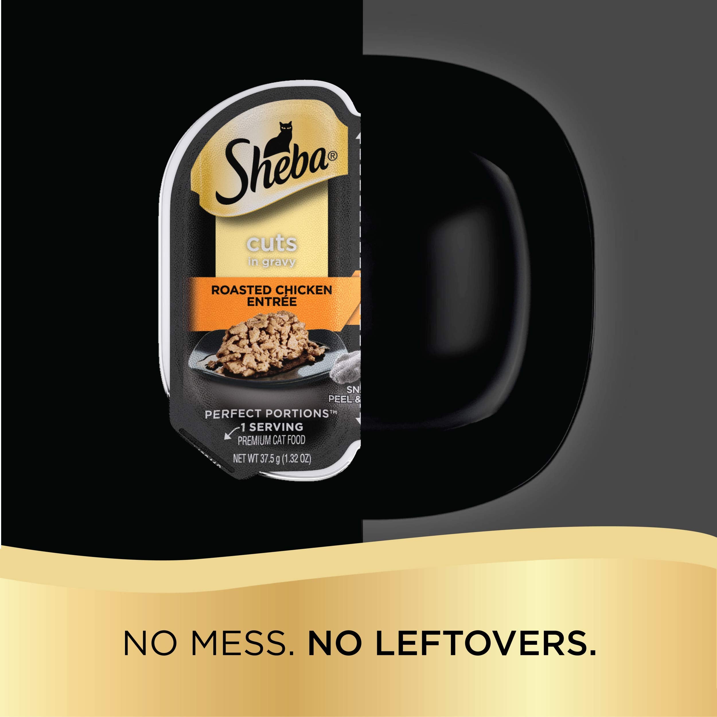 SHEBA PERFECT PORTIONS Cuts in Gravy Wet Cat Food Trays (12 Count, 24 Servings), Roasted Chicken Entr  e, Easy Peel Twin-Pack Tr