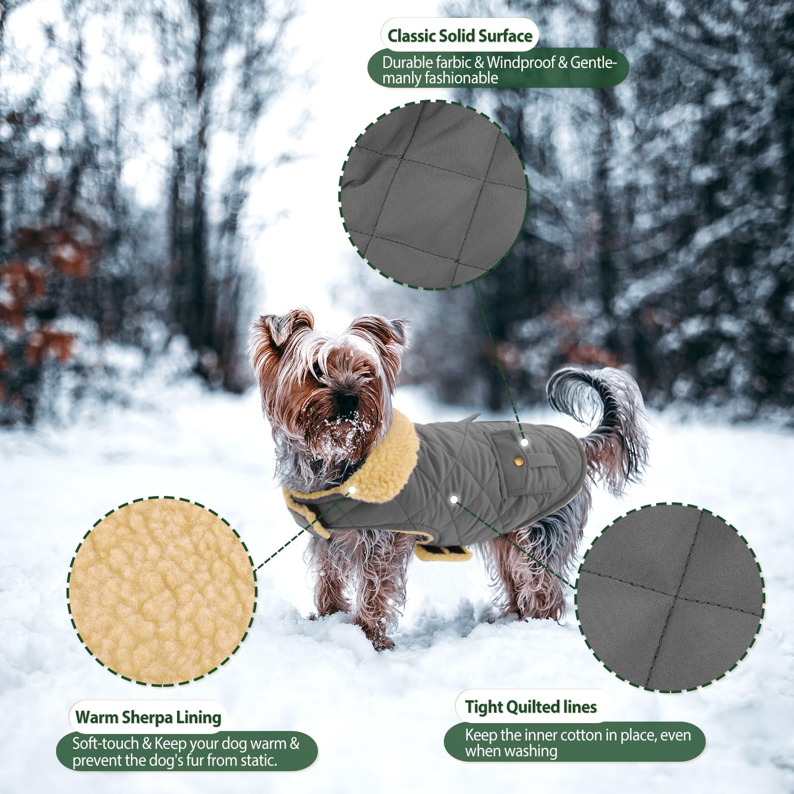 Winter Coat For Small And Medium Dogs, Puppy Plaid Jacket, Cotton Coat For Cold Weather, Windproof Warm Dog Garments, Pet Thicke