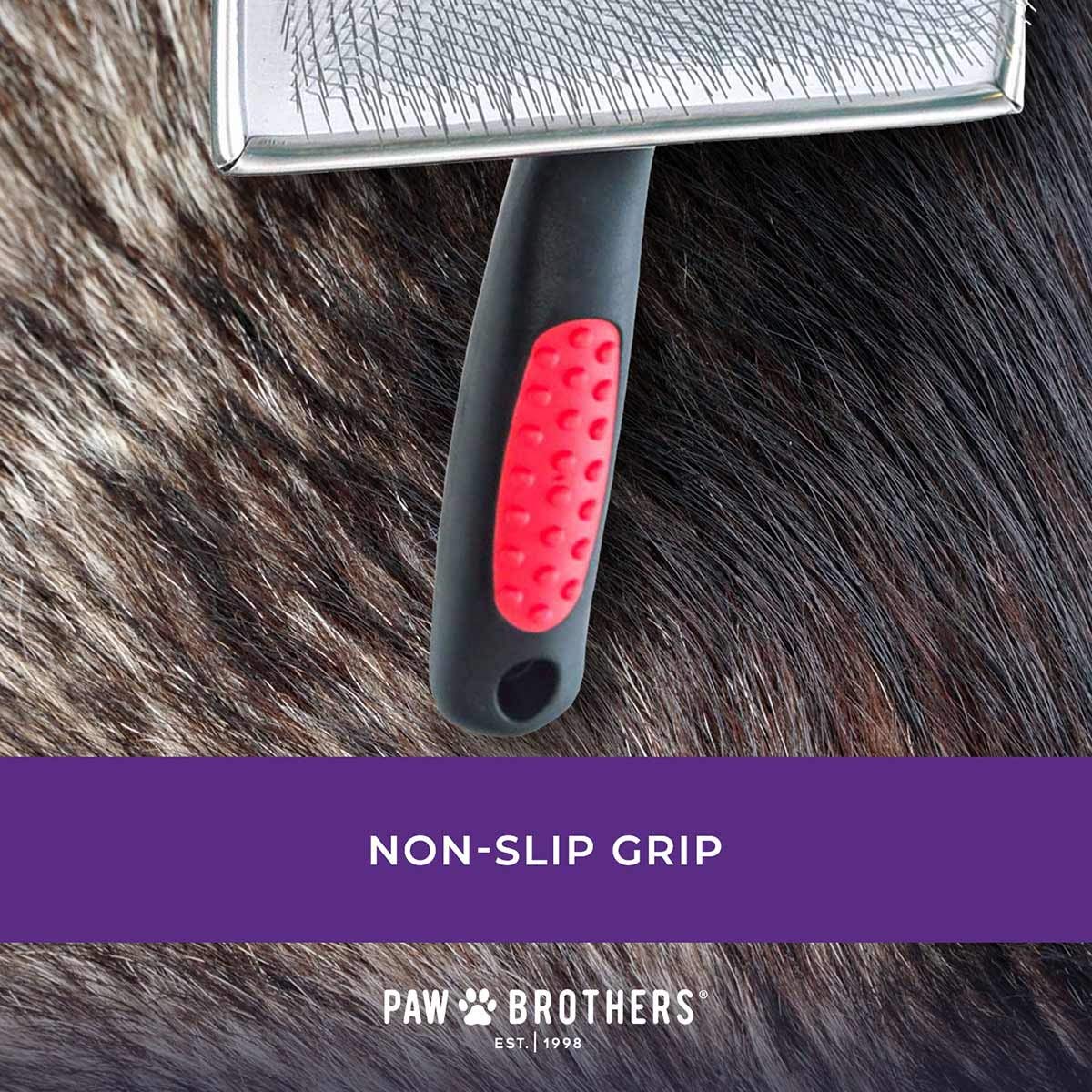 Ryans Pet Supplies Paw Brothers Flat Slicker Brush for Dogs, Dog Brush for Long Haired Dogs, Professional Grade, Coated Tips, G