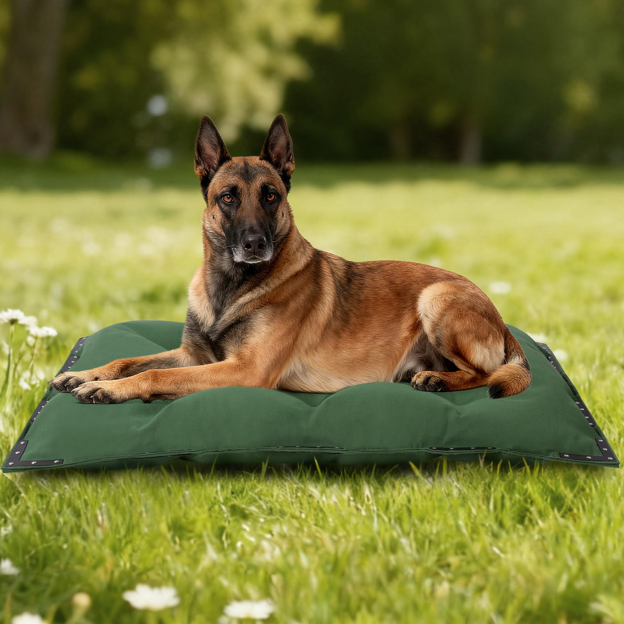 HOMBYS Durable Canvas Outdoor Dog Bed with Metal Rivets, 41 x 28 Water Resistant & Heavy-Duty Tough Pet Bed, Ideal for Large Dog