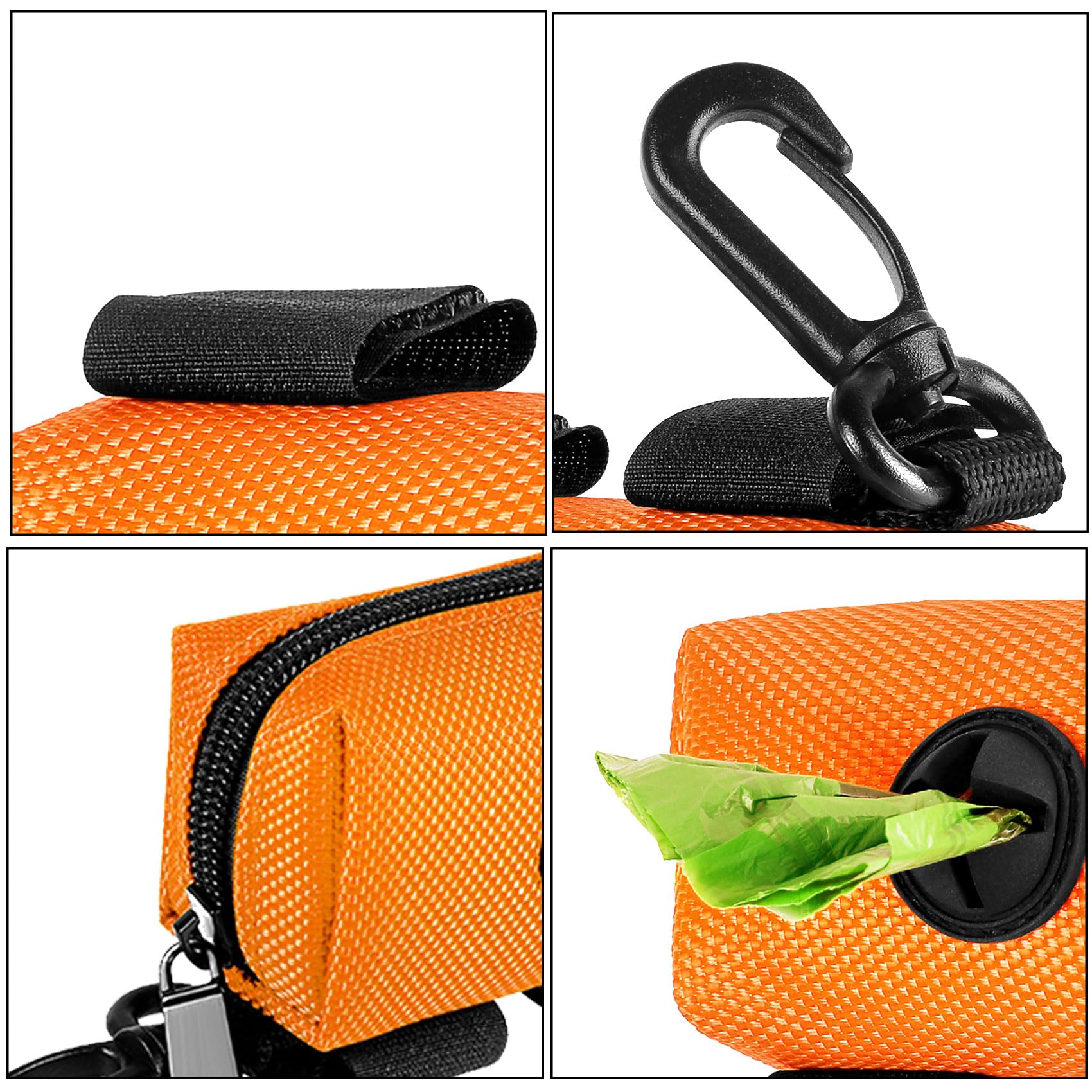 2 Pack Dog Poop Bag Holder for Leash Attachment - Waste Bag Dispenser for Leash - Fits Any Dog Leash - Portable Set with 1 Hand
