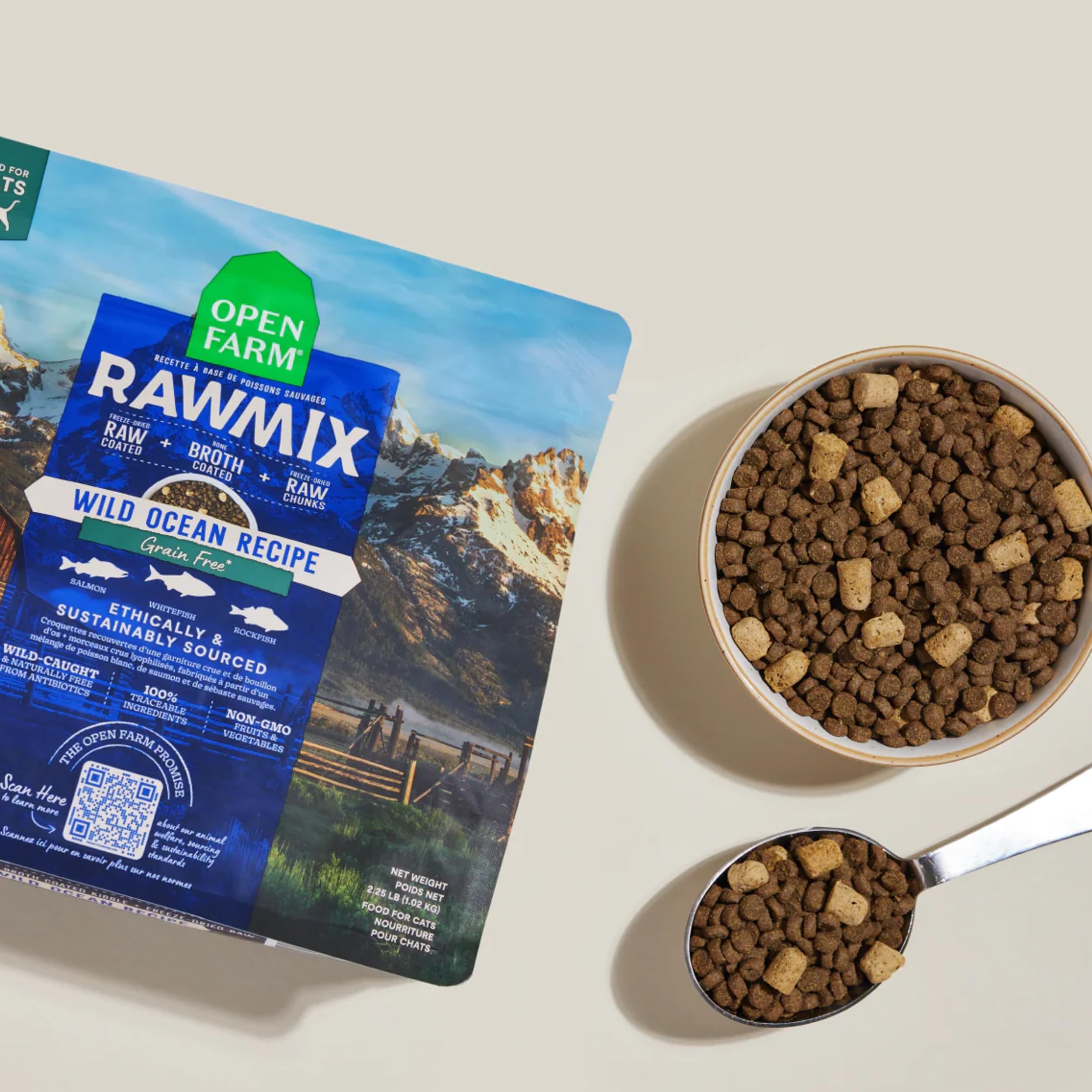 Open Farm RawMix Dry Cat Food, Protein-Packed Kibble with Freeze-Dried Raw, Wild-Caught Fish, 2.25lb Bag