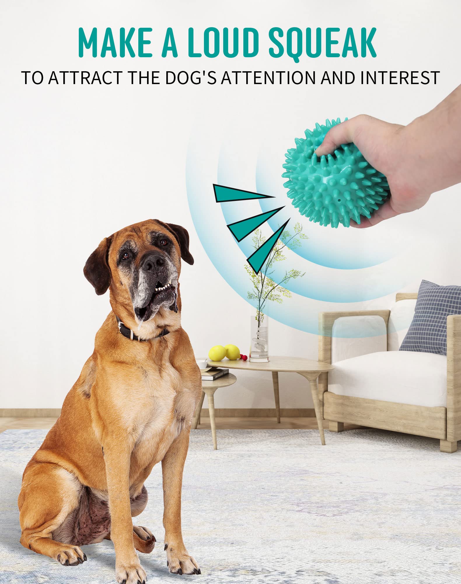 Pweituoet 2 Pack 4.5? Heavy Duty Squeaky Dog Ball For Medium Large Dogs, Spikey Dog Ball Toys For Clean Teeth And Training, Larg