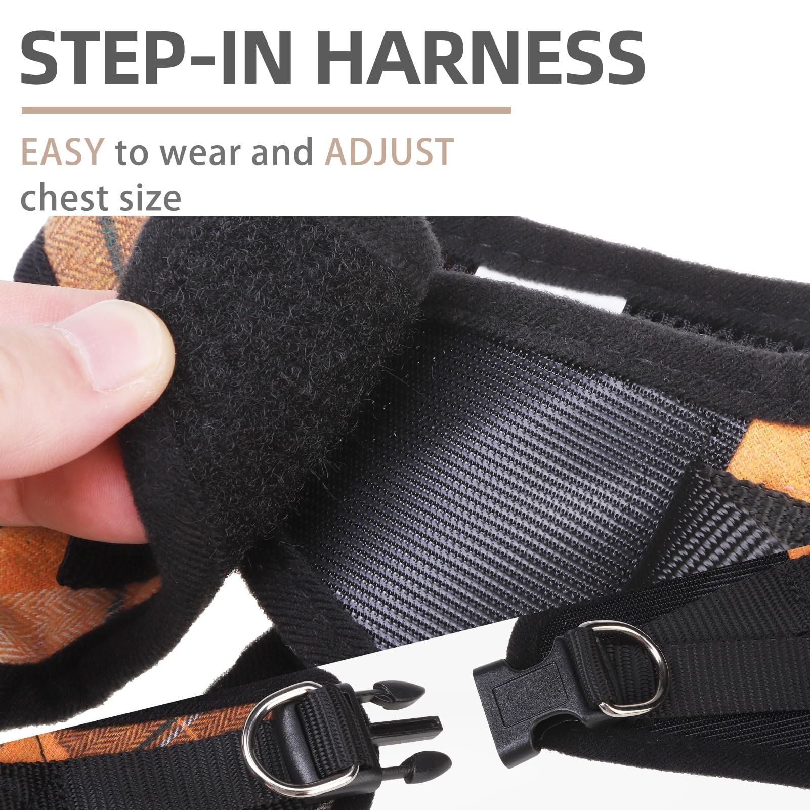 Pupteck Adjustable Dog Harness Collar And Leash Set Step In No Pull Pet Harness For Small Medium Dogs Puppy And Cats Outdoor Walking Running, Soft Mesh Padded Reflective Vest Harnesses, Orange L