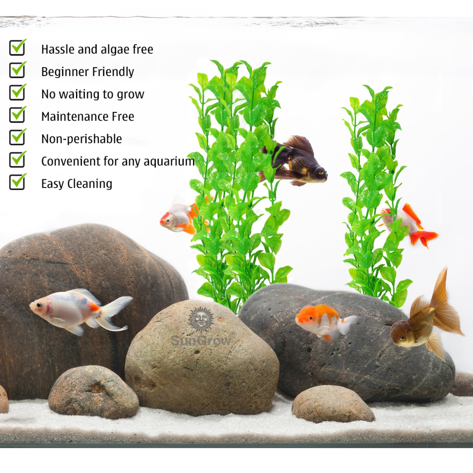 Sungrow Plastic Aquarium Plant Set, Resin Aquarium Decor, Tall Artificial Aquarium Fake Plants, Fish Tank Decorations For Tropic
