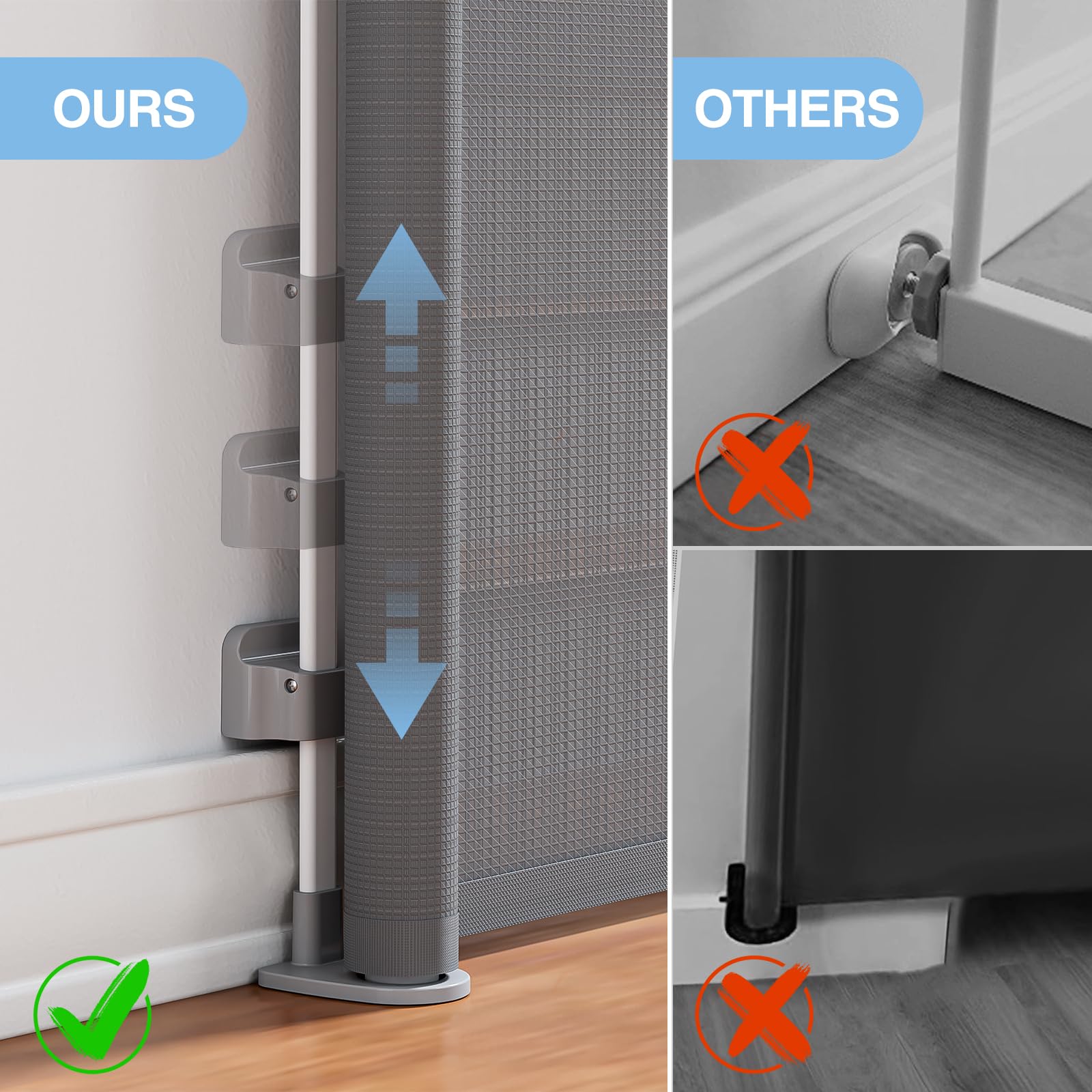 Retractable Baby Gates For Stairs, Probebi Retractable Dog Gate Indoor Extends To 54' Wide 34' Tall, Child Gates For Doorways, Stair Gate Use For Outdoor, Hallways, Doorways, Deck, Porch