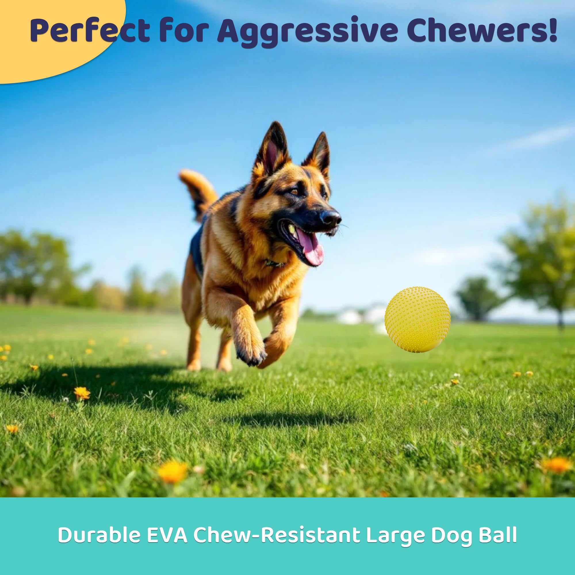 Jerock Dog Balls, Eva Dogs Toy Ball For Aggressive Chewers, 5 Inch Durable High Elasticity Interactive Ball For Training Dog Cat