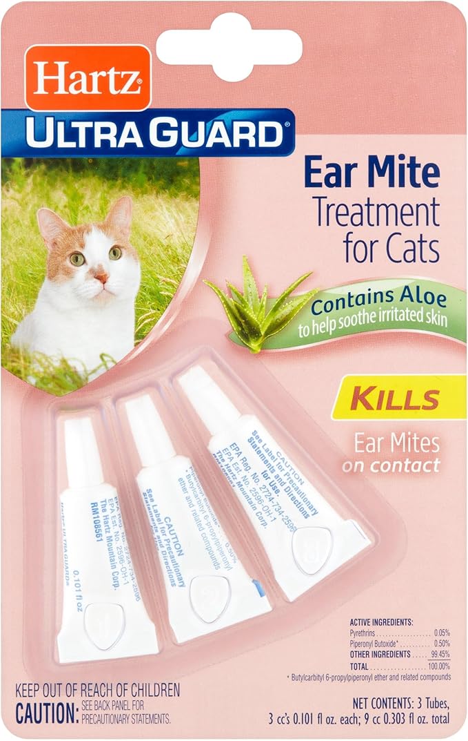 Hartz Ear Mite Treatment for Cats-3 Pack Package May Vary