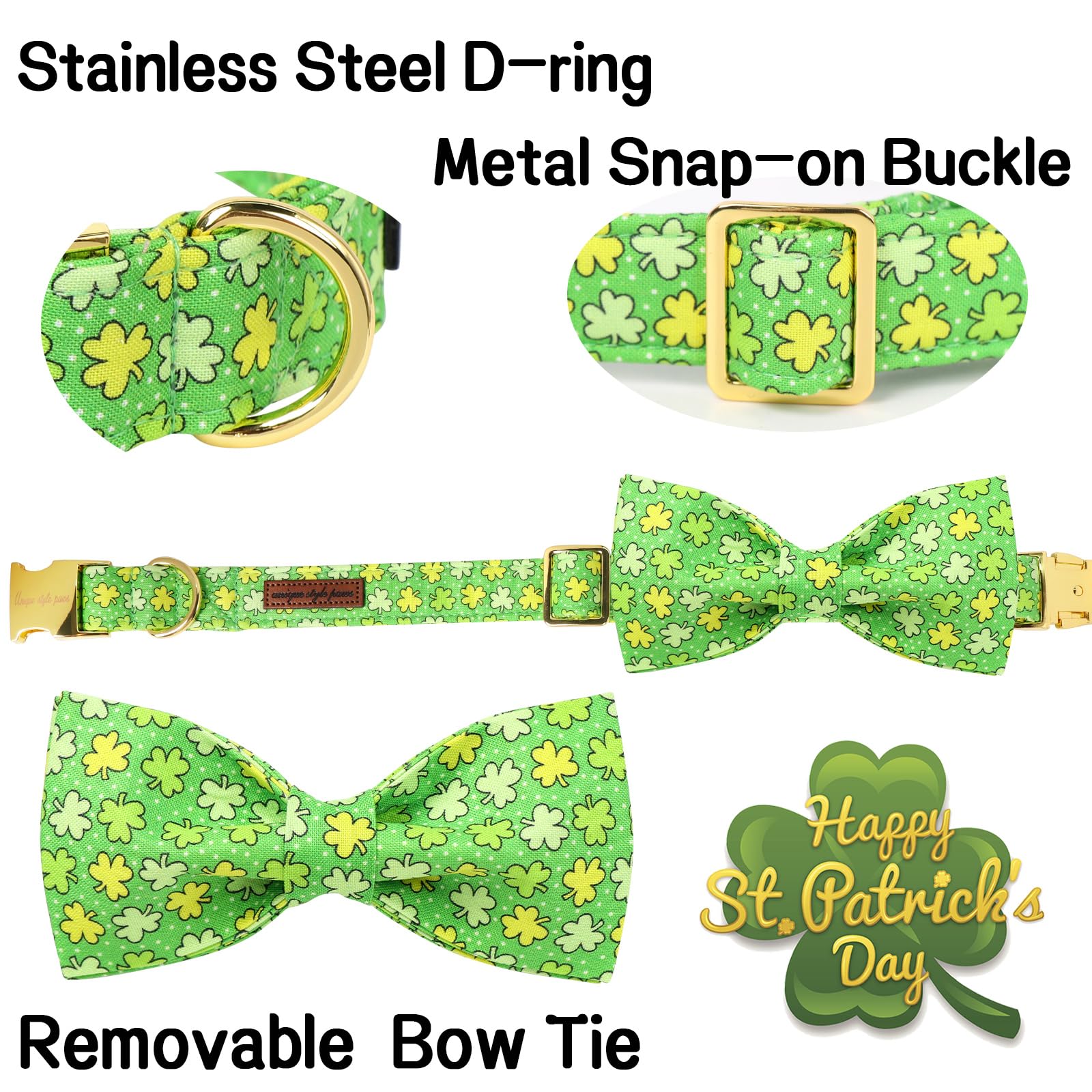 Unique Style Paws St. Patrick'S Day Dog Bandana Clover Bandanas With Flower For Small Medium Large Boys Girls Dogs