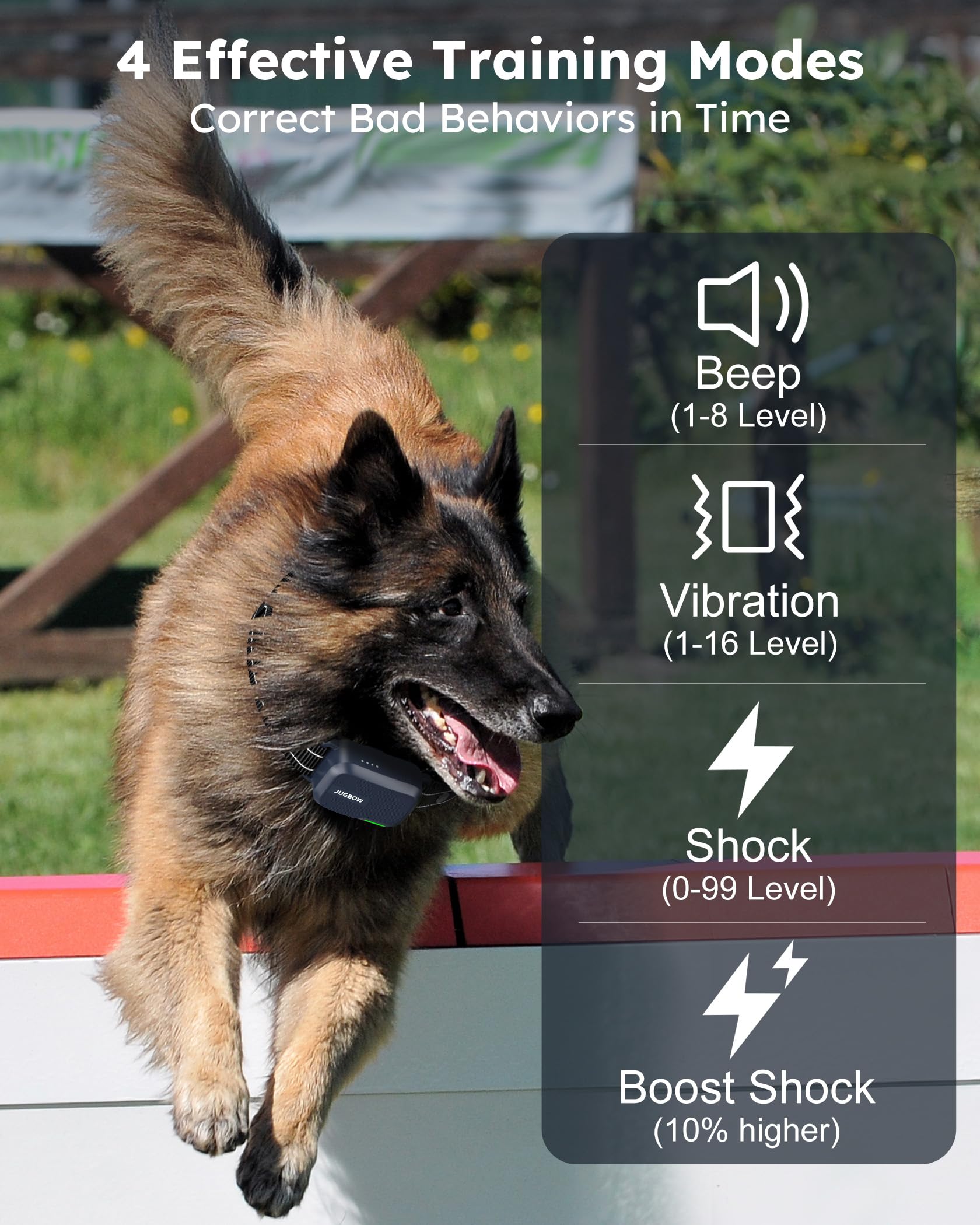 Jugbow Dog Shock Collar 2 Dogs (10-120Lbs) - 4200Ft Dog Training Collar With Remote Ipx7 Waterproof Electric Collar With 4 Training Modes, Rechargeable E-Collar For Lager Medium Small Dog Dark Blue