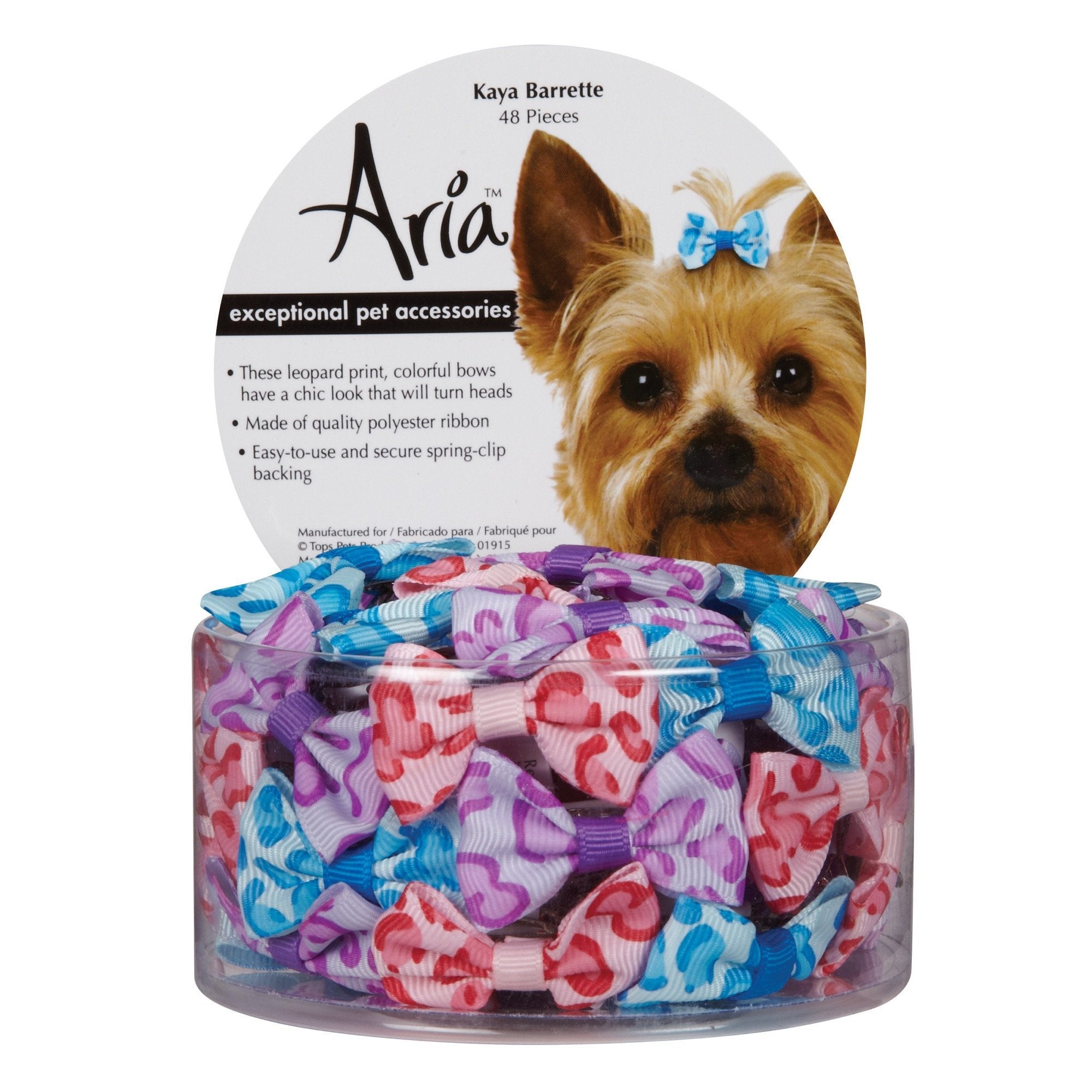 Aria Kaya Barrettes For Dogs, 48-Piece Canisters