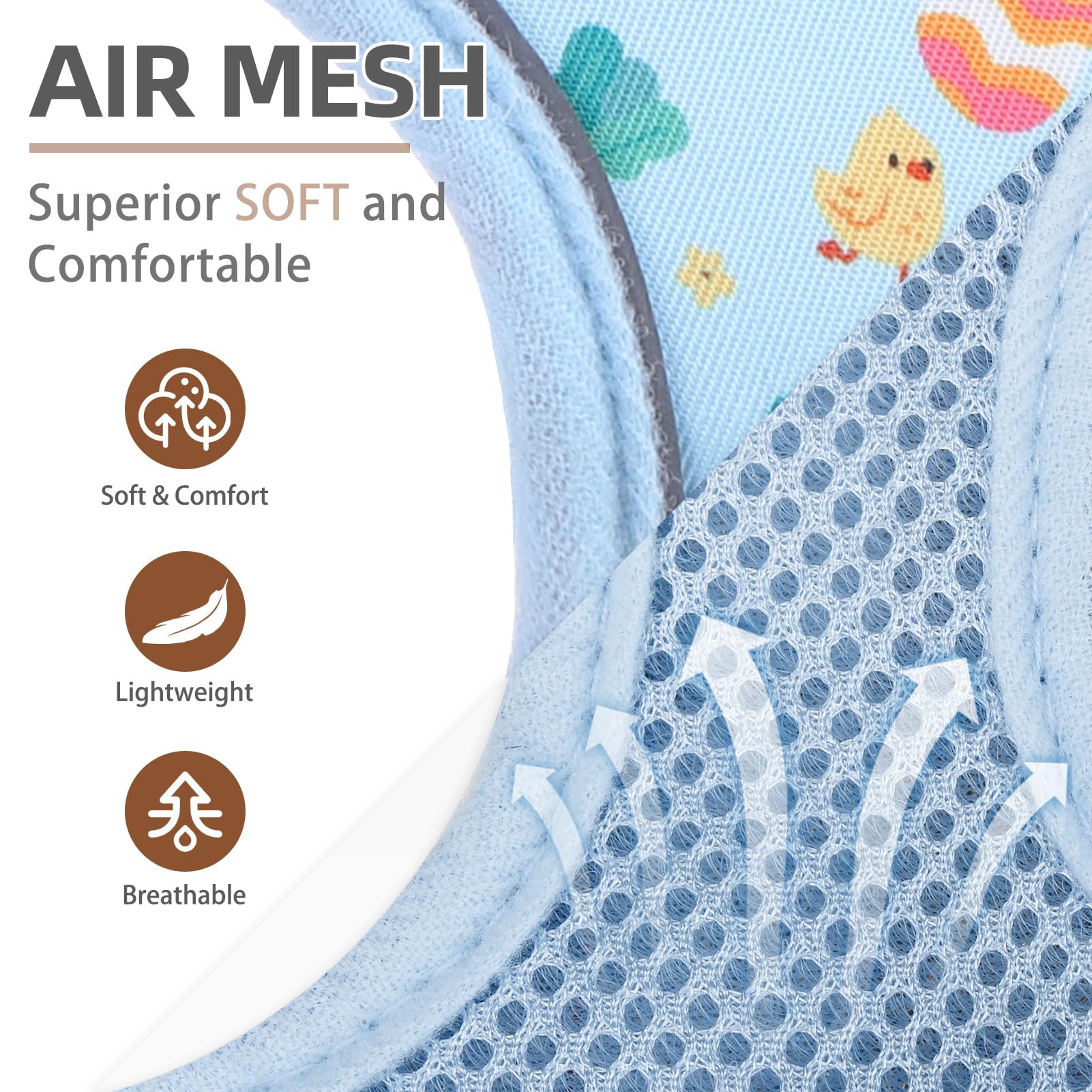 Pupteck Soft Mesh Dog Harness And Leash Set Pet Puppy Cat Comfort Padded Vest No Pull Harnesses, Blue&Brown, M