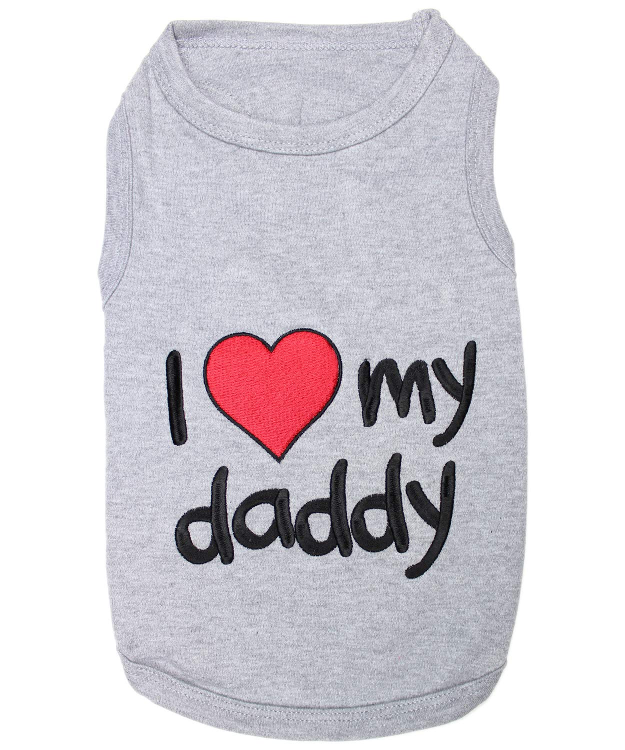 Parisian Pet Unisex Dog T-Shirt - Embroidered 'I Love My Daddy' Fathers Day Dog Tee Shirts - Breathable, Sleeveless Pet Clothes - Dog Shirt For Large Dogs - Xl