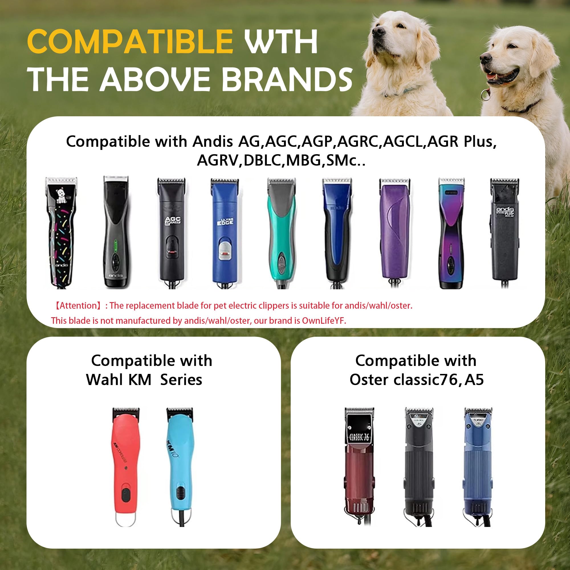 Ownlifeyf 10# Dog Grooming Clipper Replacement Blades, Detachable Blade Compatible With Andis/Wahl/Oster Pet Clippers,10 Blade 1