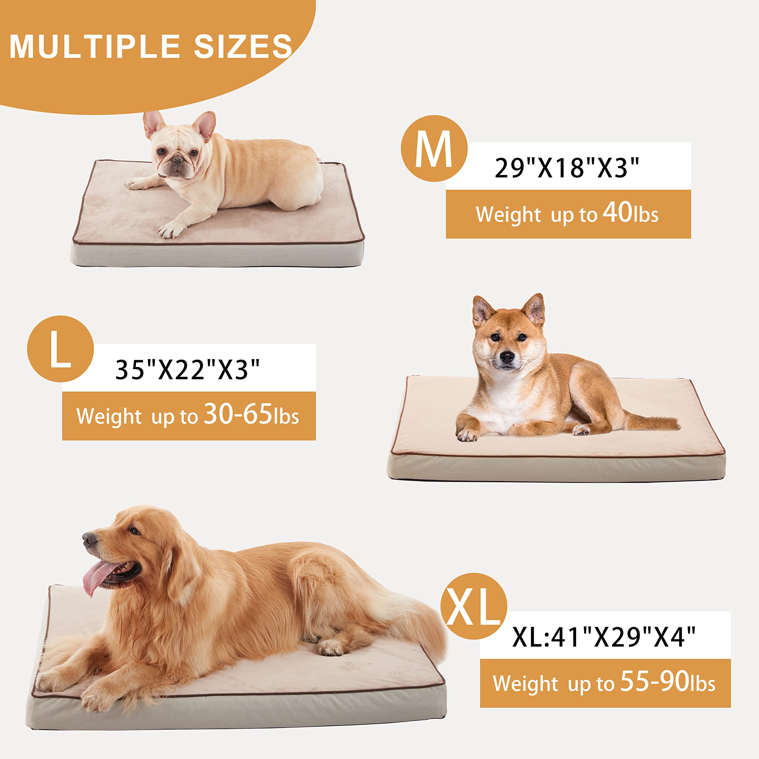 Gohoo Pet Orthopedic Memory Foam Dog Bed, Cooling Dog Beds For Medium/Large Dogs -Waterproof Pet Bed For Crate With Removable Wa