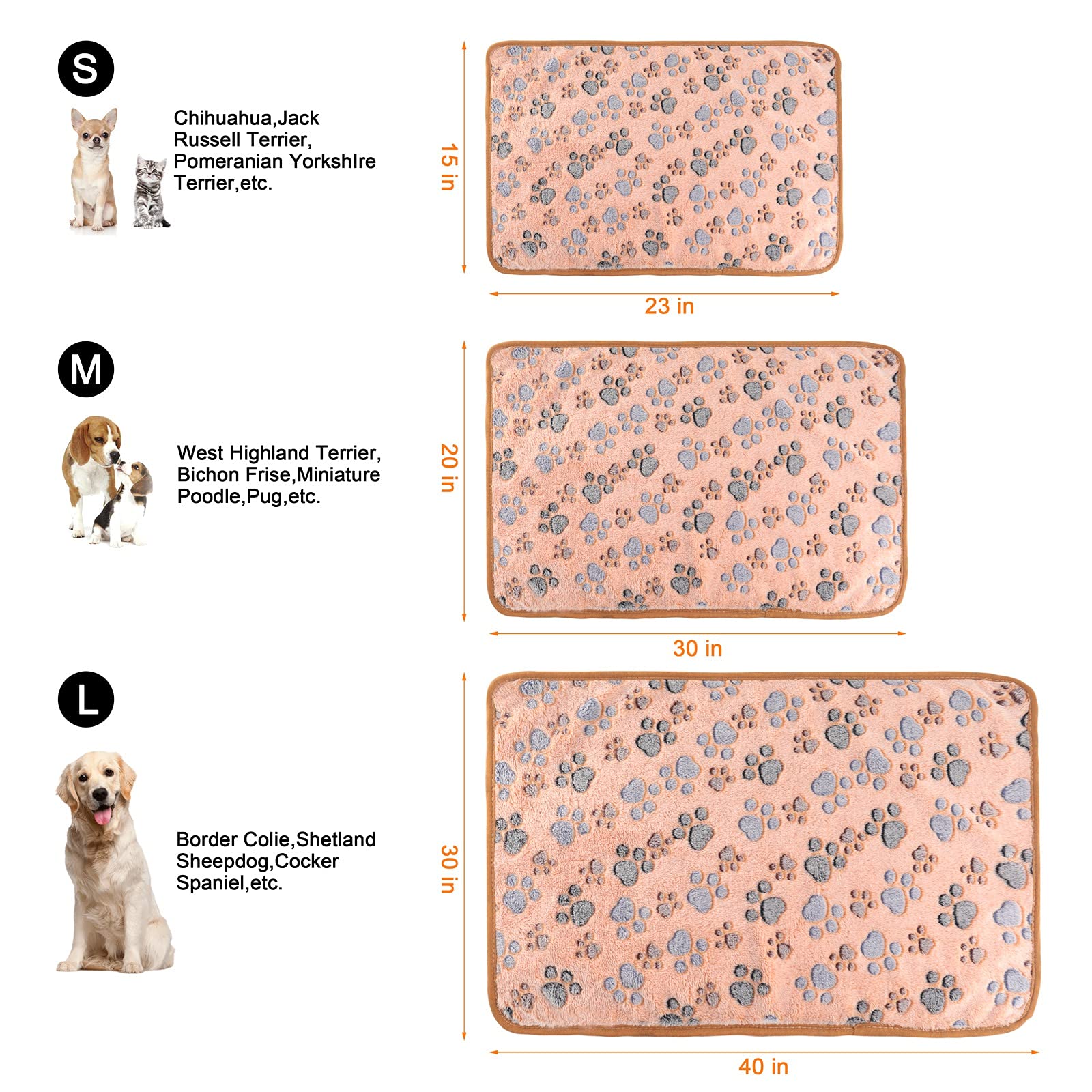 MIWOPET 3 Pack Cat and Dog Blanket Soft & Warm Fleece Flannel Sleep Mat, Great Pet Throw for Puppy, Cats, Small, Medium & Large