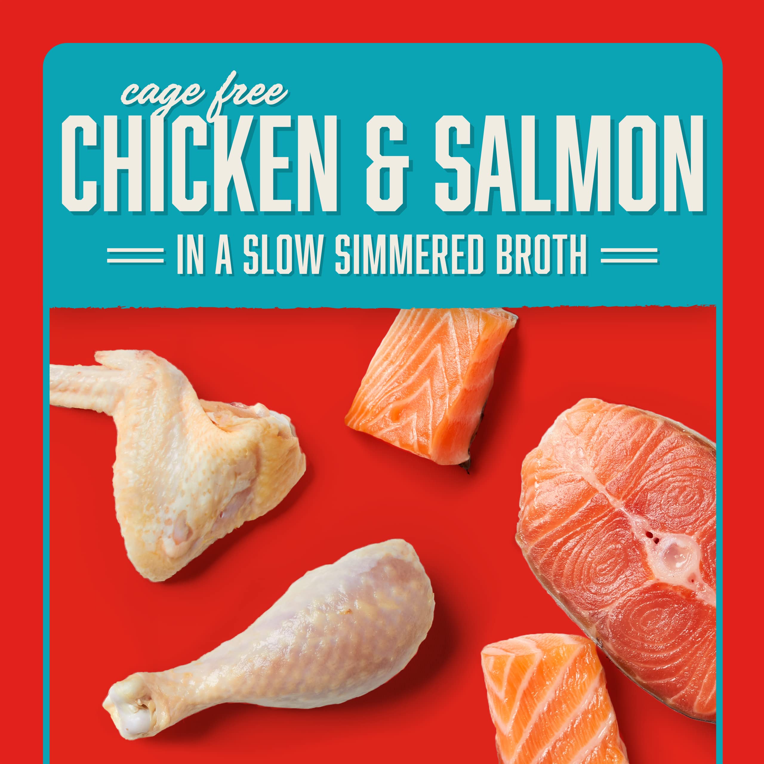 Stella & Chewys Cage Free Chicken & Salmon Shredrs - Premium Dog Food Pouches - Perfect For Picky Eaters- 24 Pack, 2.8oz Each