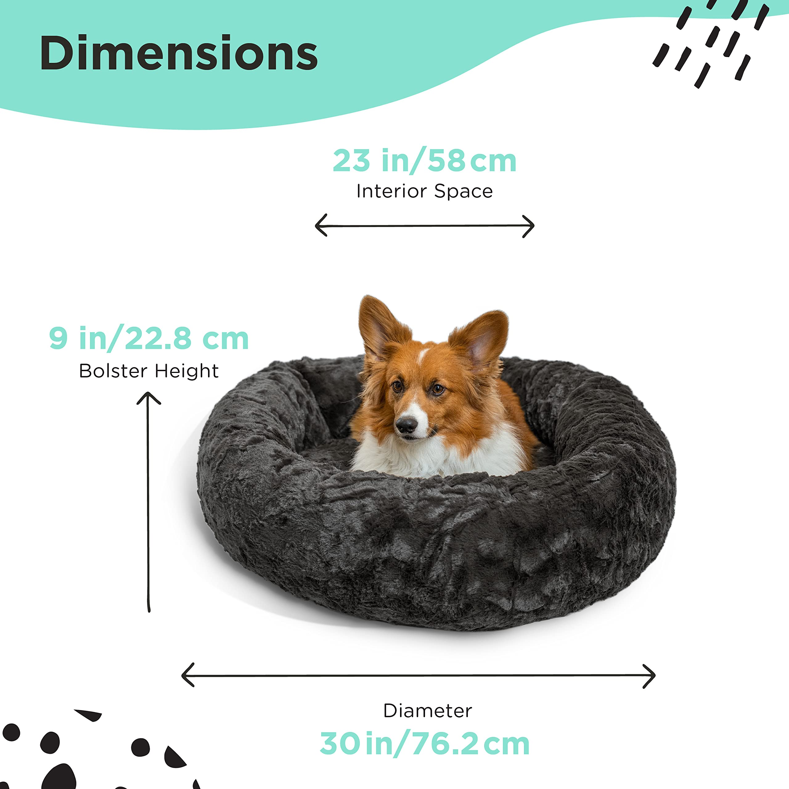 Best Friends By Sheri The Original Calming Donut Cat And Dog Bed In Lux Fur Charcoal Mink, Medium 30X30