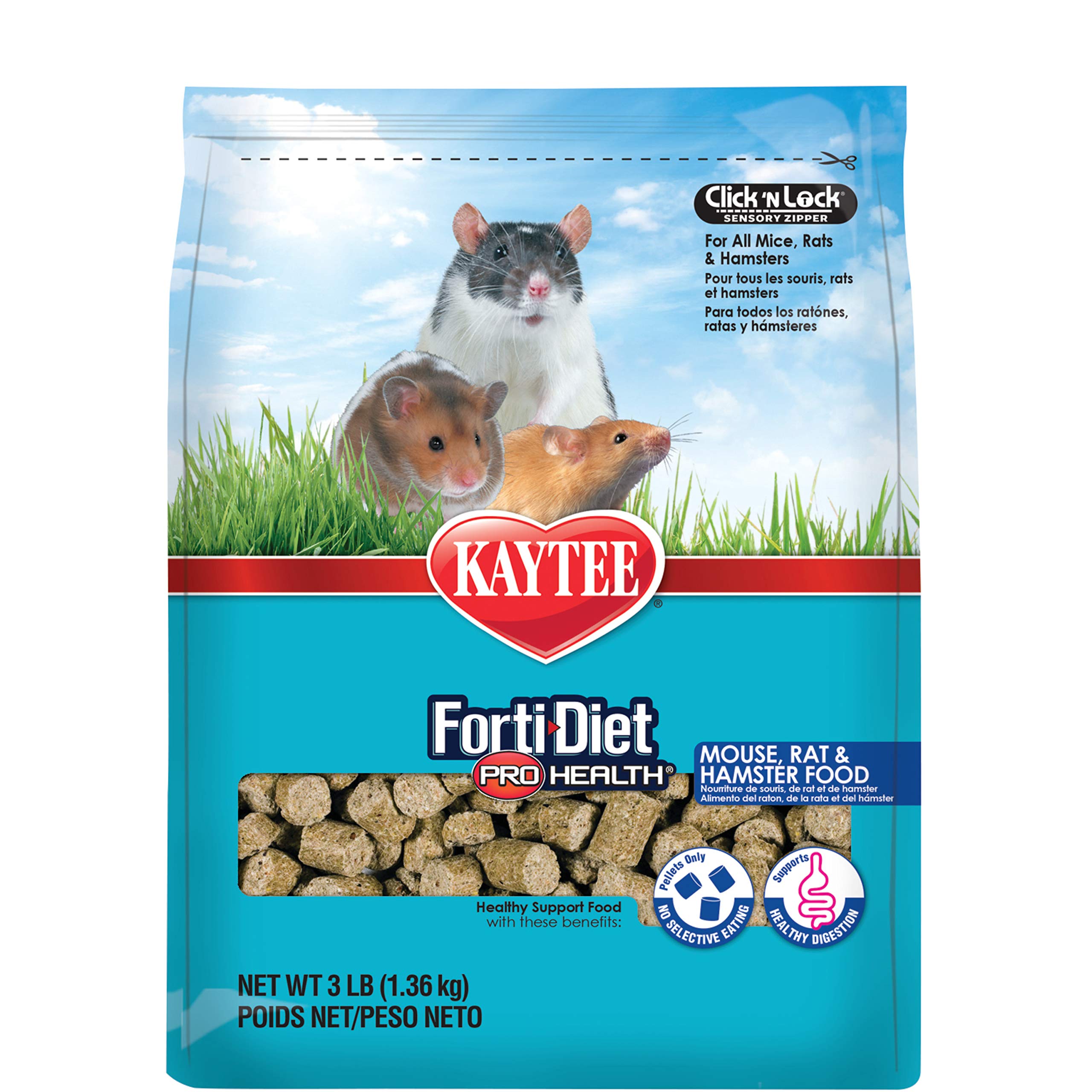 Kaytee Forti Diet Pro Health Small Animal Food For Mouse And Pet Rats, 3-Pound