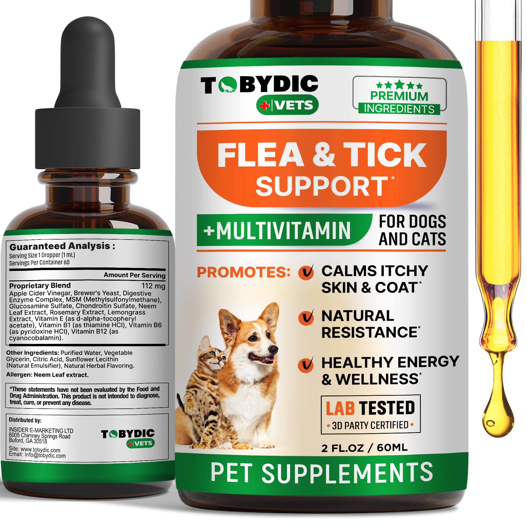 Flea & Tick Prevention Support - Oral Flea Natural Control & Treatment for Dogs and Cats - Herbal Medicine for Small and Large D