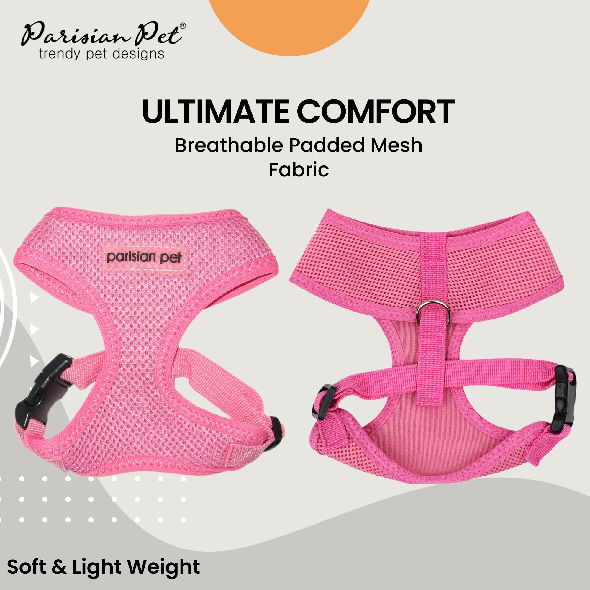Parisian Pet Dog Harness - Adjustable Pink Dog Vest Harness - 100% Mesh Fabric No Pull Puppy Harness - Cooling Dog Harness For Large Dogs - Idle For Walking, Running, And Hiking - Xl