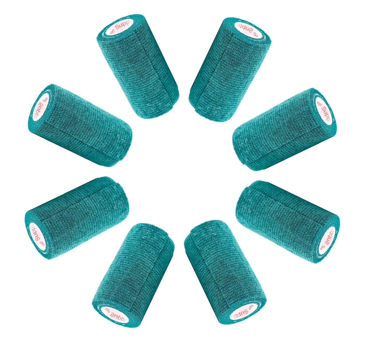 4 Inch Vet Wrap Tape Bulk (Hunter Green) (Pack of 6) Self Adhesive Adherent Adhering Flex Bandage Grip Roll for Dog Cat Pet Hors