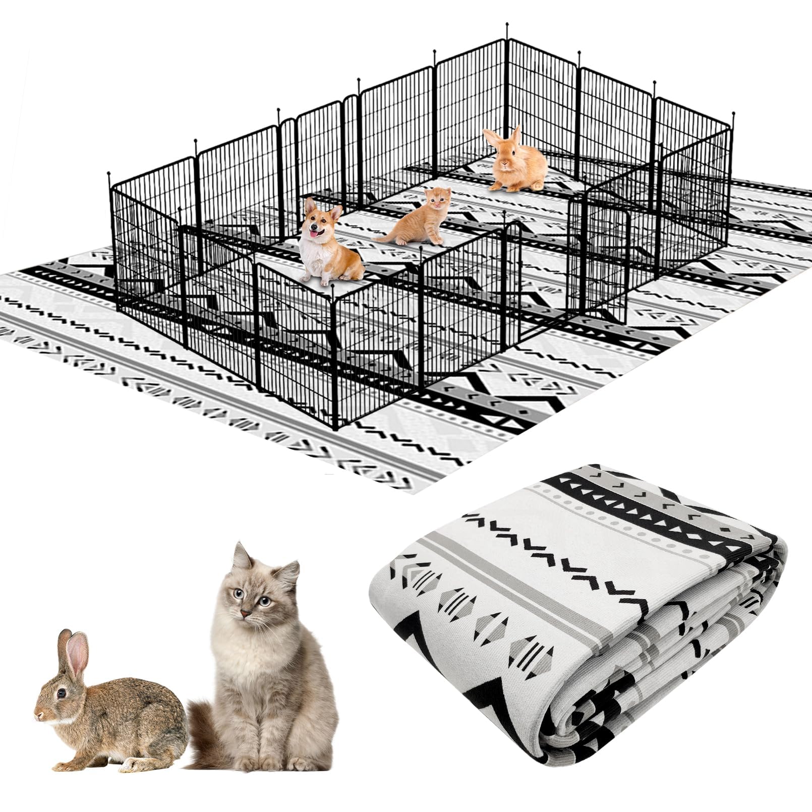 BNOSDM Extra Large Cage Liners for Rabbits 91 X 63 Washable Rabbit Pad Large Bunny Mat Anti Slip Rug for Bunnies Pet Carpet for 