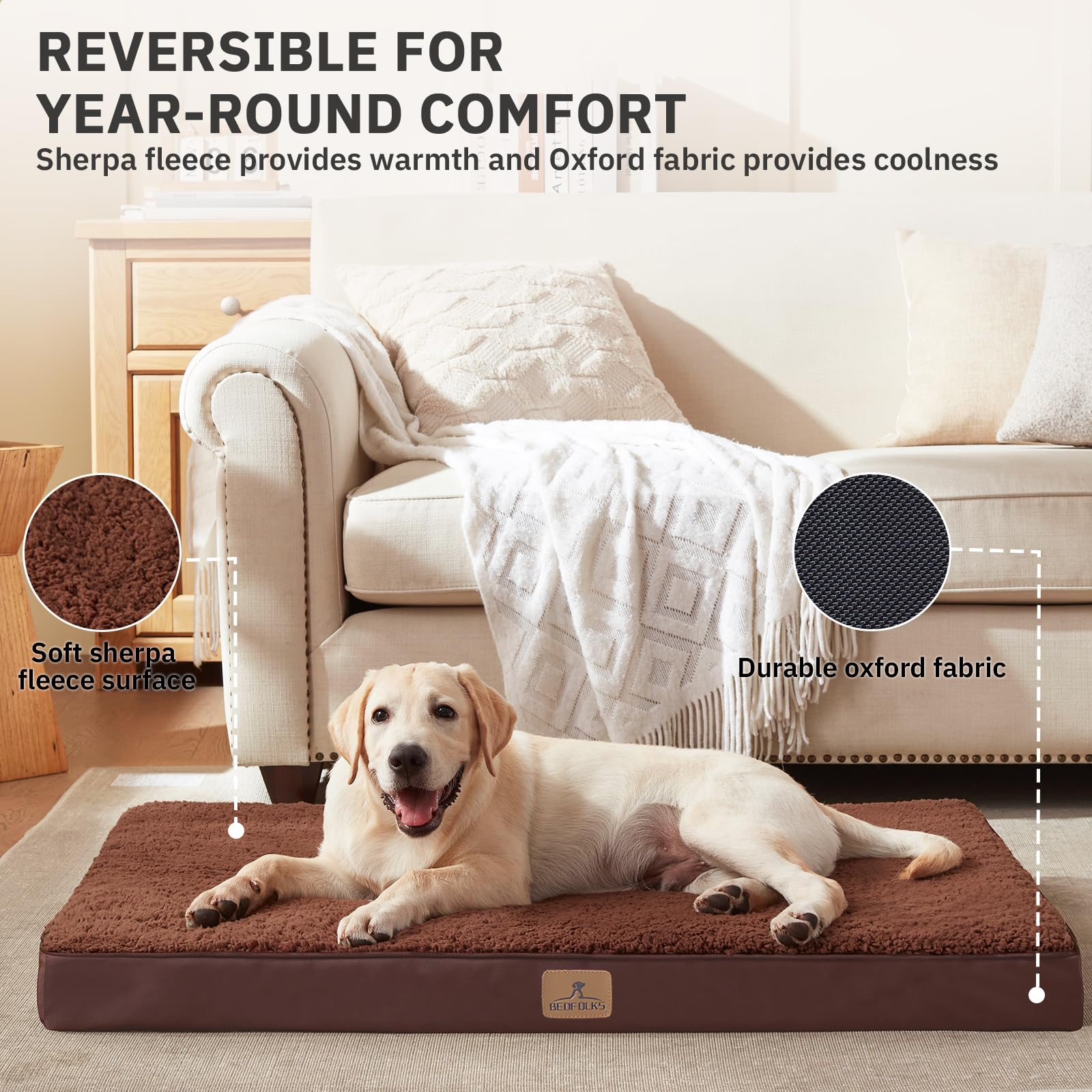 Bedfolks Orthopedic Dog Bed For Extra Large Dogs - Egg Foam Dog Crate Bed With Removable Waterproof Cover, Pet Bed Mat Suitable