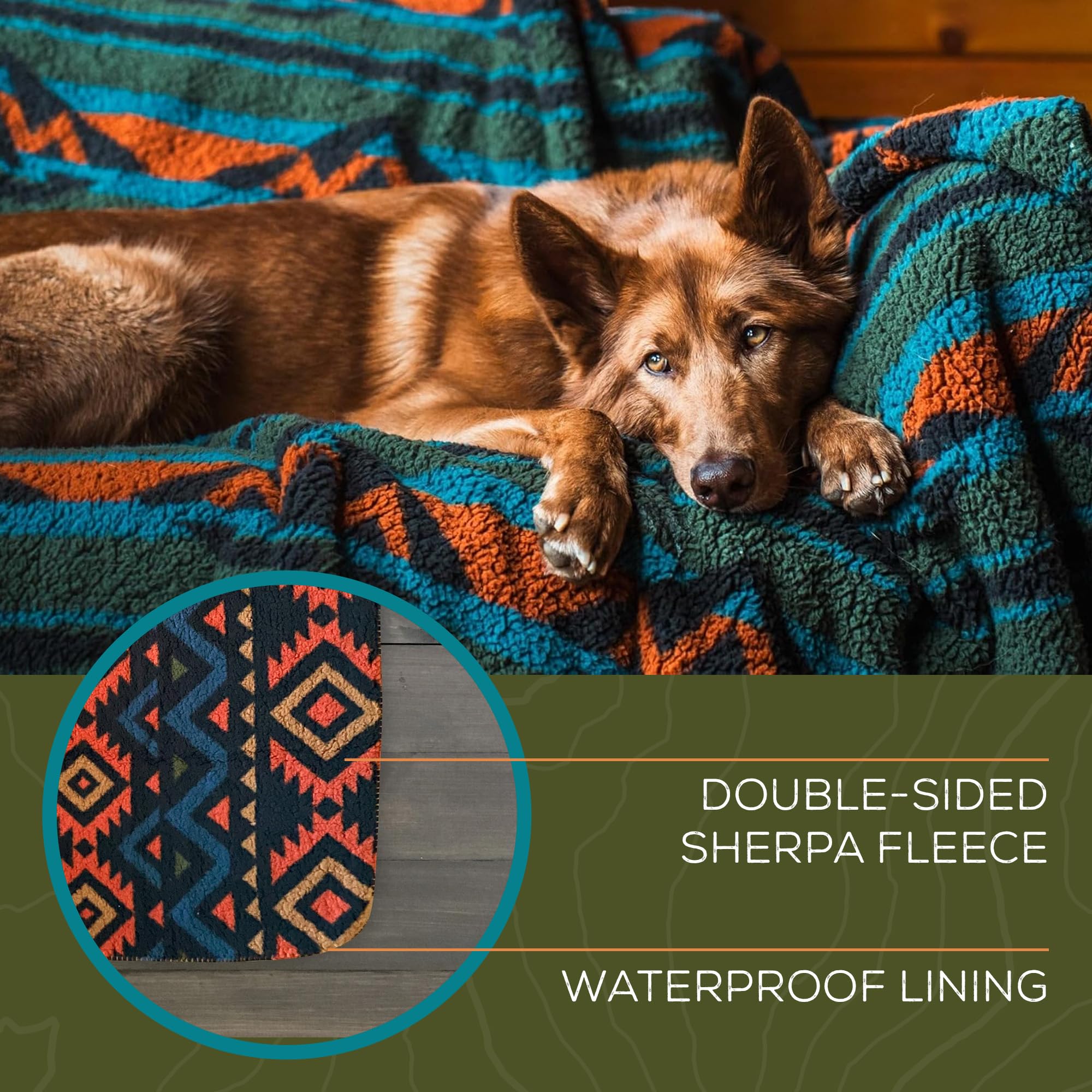 Wilderdog Sherpa Fleece Waterproof Dog Blanket, 60" x 90", Cream, Model BLNK-CREAM-BIG