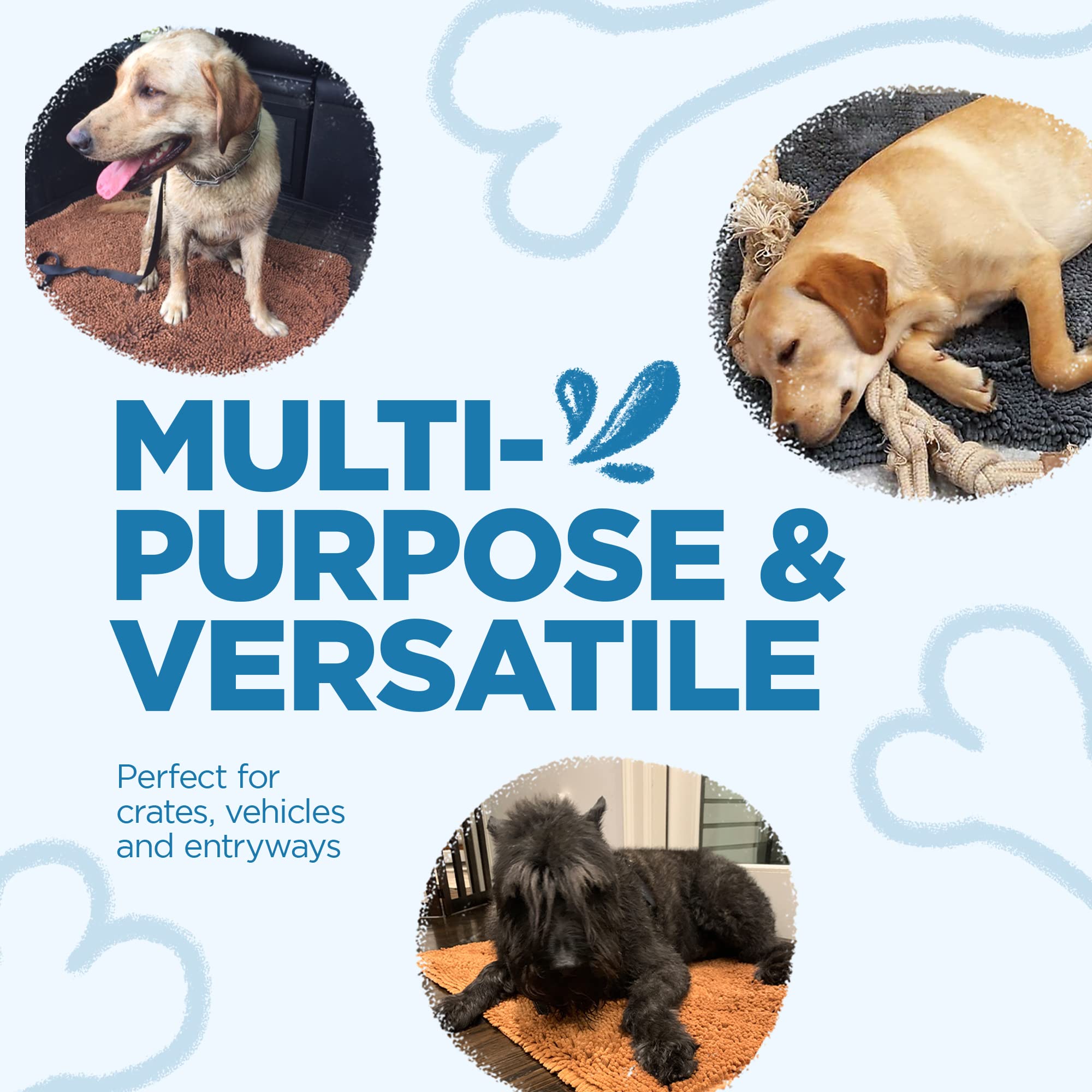 Soggy Doggy Doormat Plain Solid Color Design | Blue | Large 26    X 36    | Ultra Absorbent Microfiber Chenille Wet Dog Mat For
