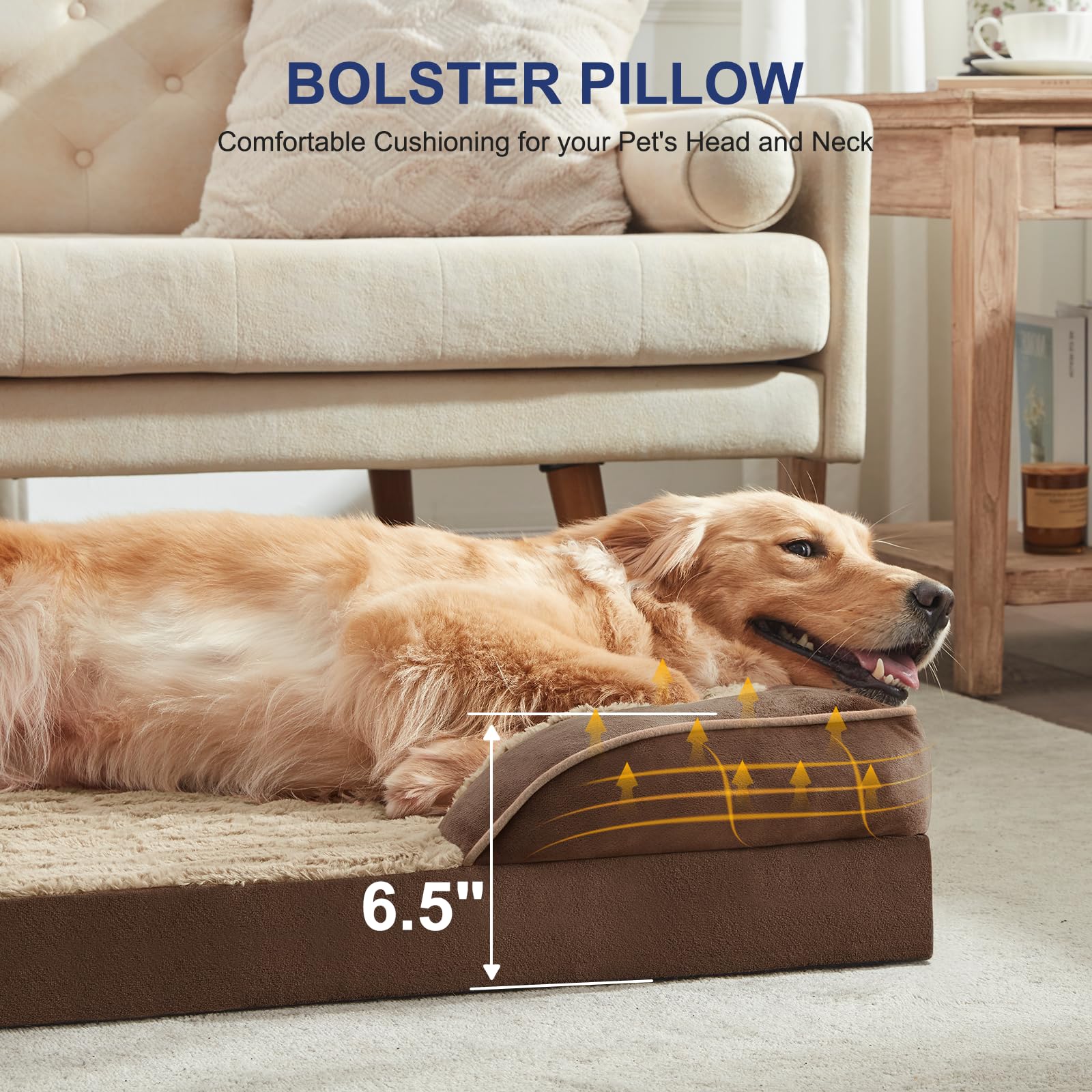 Furtime Orthopedic Dog Beds For Large Dogs, Egg Foam Dog Bed With Ultra Comfy Supportive Foam, Washable & Waterproof Pet Couch,