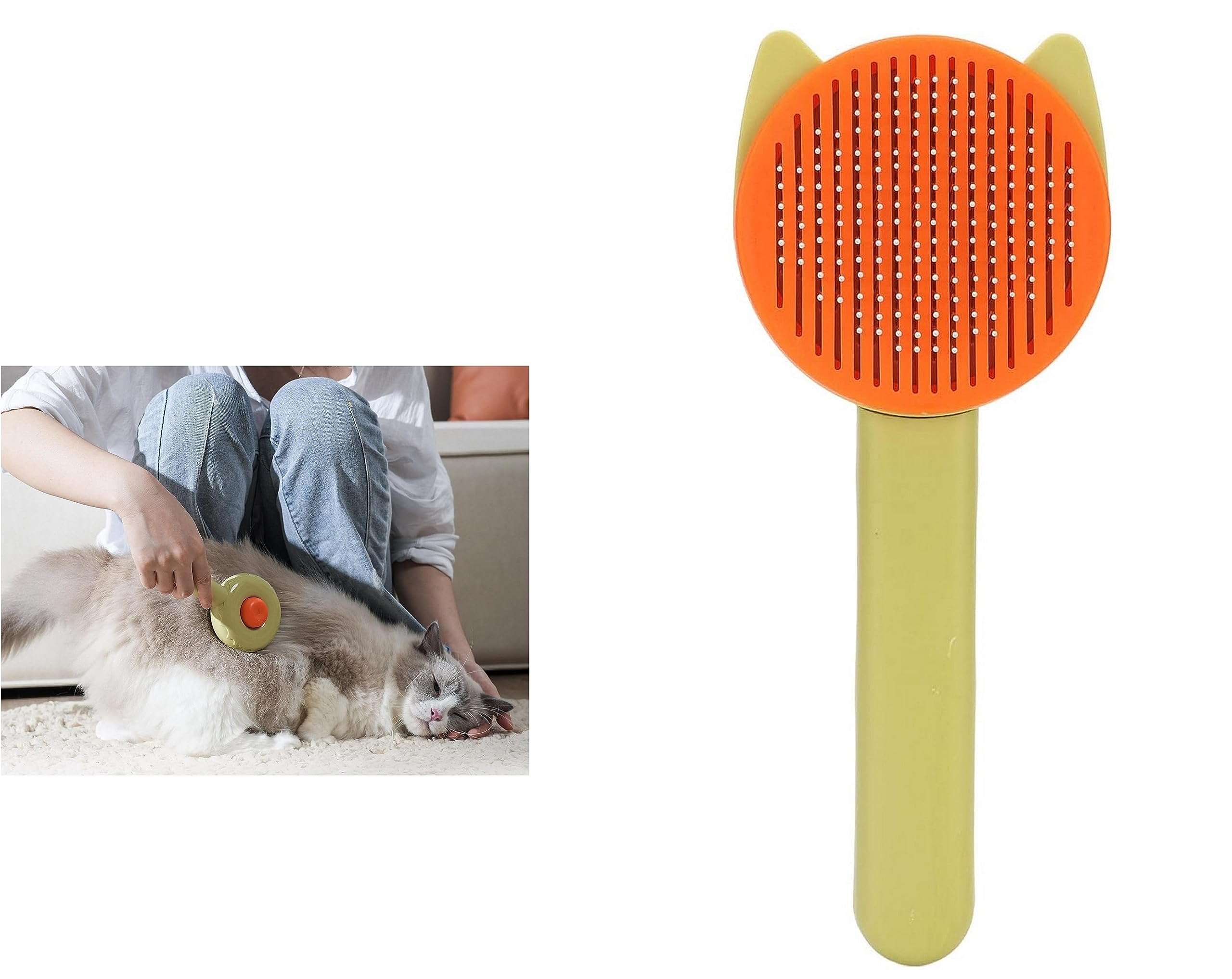 Gopinath Autolink Pet Hair Removal Brush Grooming Comb Self Cleaning Cats Dogs Brush Shedding Brush For Short Or Long Haired Cat
