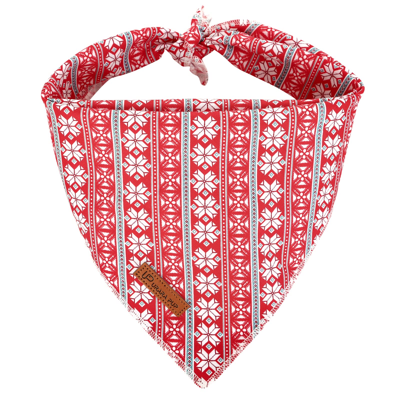 Up Urara Pup Christmas Dog Bandana - Snowman Triangle Bid Scarf For Girl Boy, Cotton Pet Kerchief, Cute Red, Adjustable Winter P