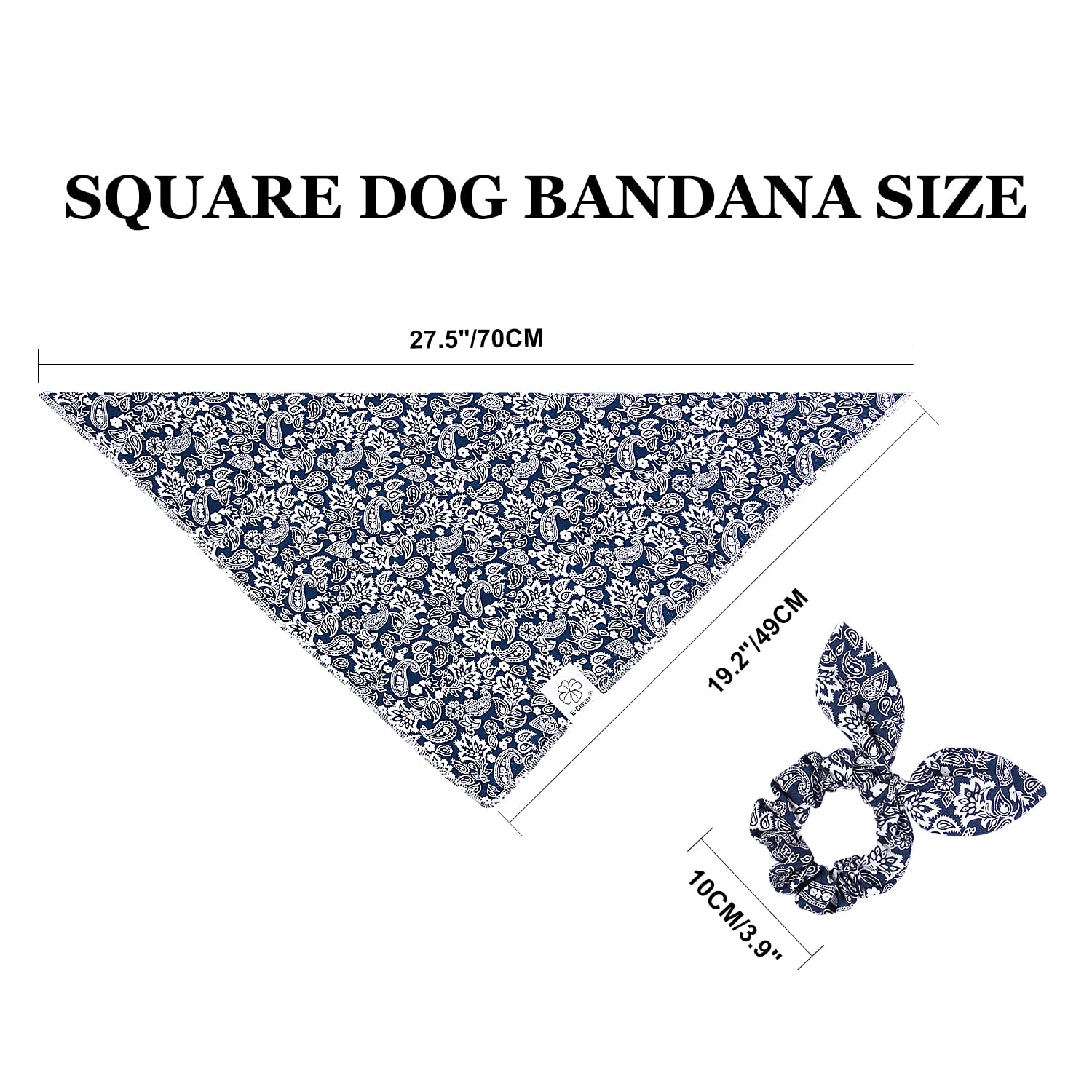 E-Clover Dog Bandanas Boy & Matching Scrunchie Set Dog Bandana Scarf Bibs With Bow Scrunchies For Medium Large Dogs Pet Owner Mo