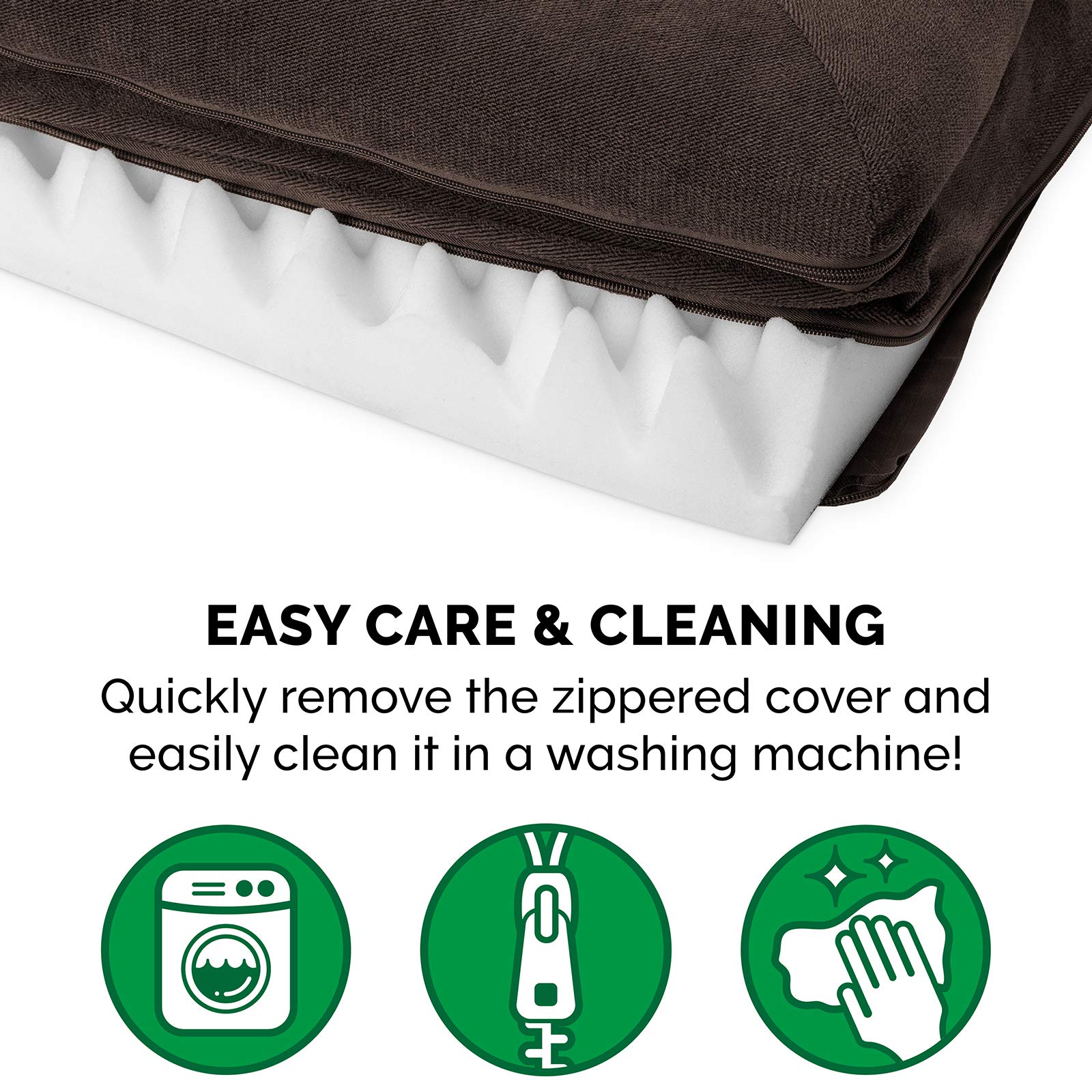 Furhaven Large Orthopedic Dog Bed Sherpa & Chenille Sofa-Style W/ Removable Washable Cover - Coffee, Large