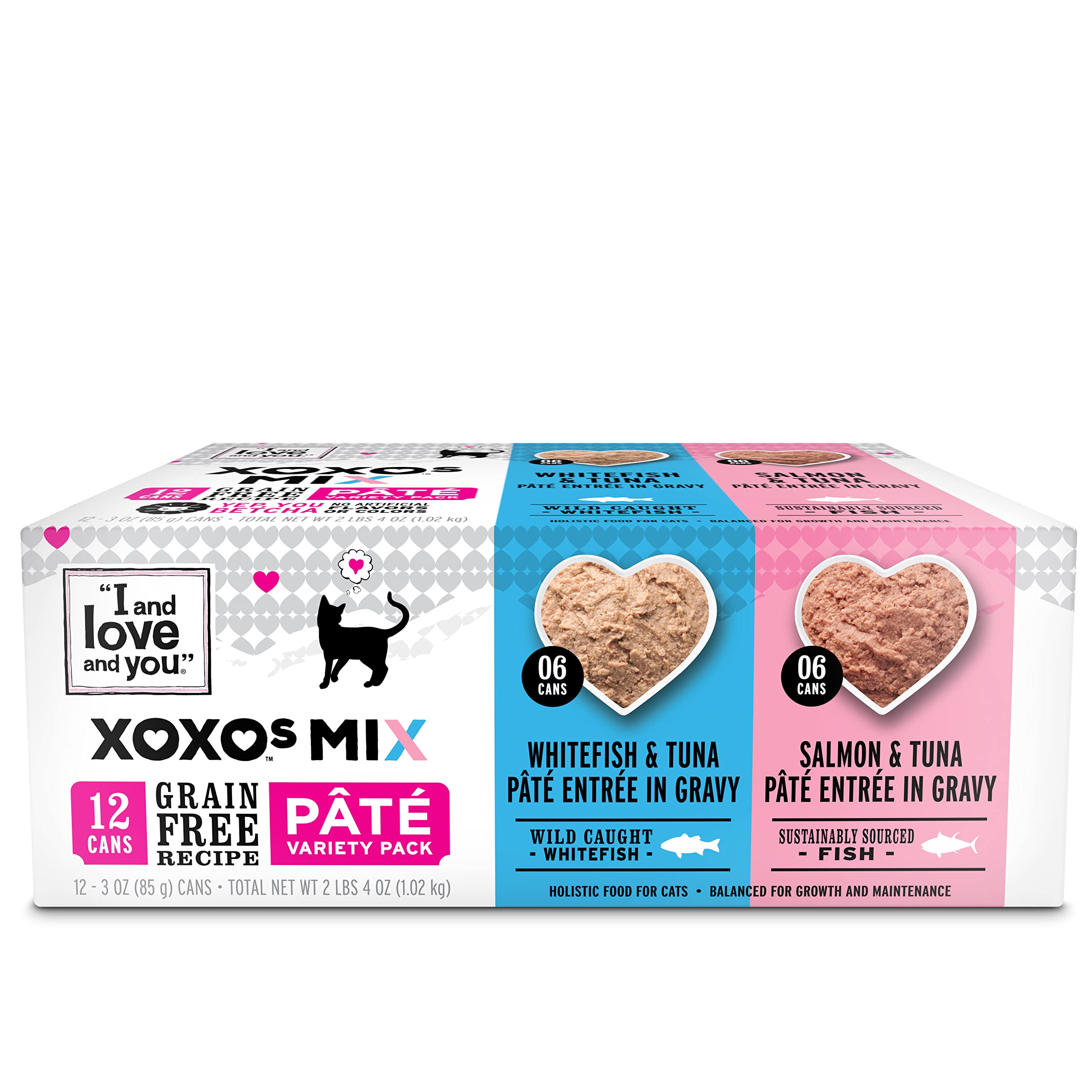 I&Love&You XOXOs Mix Pate Wet Cat Food, Variety Pack, Grain Free, Artificial Preservatives Free, 36 Ounces (Pack Of 2)