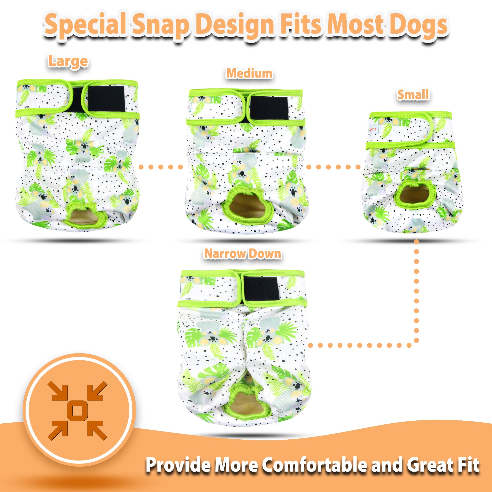Langsprit Washable Female Dog Diapers (3 Pack) - No Leak Reusable Diapers for Doggy Female in Period - Highly Absorbent Dog Heat