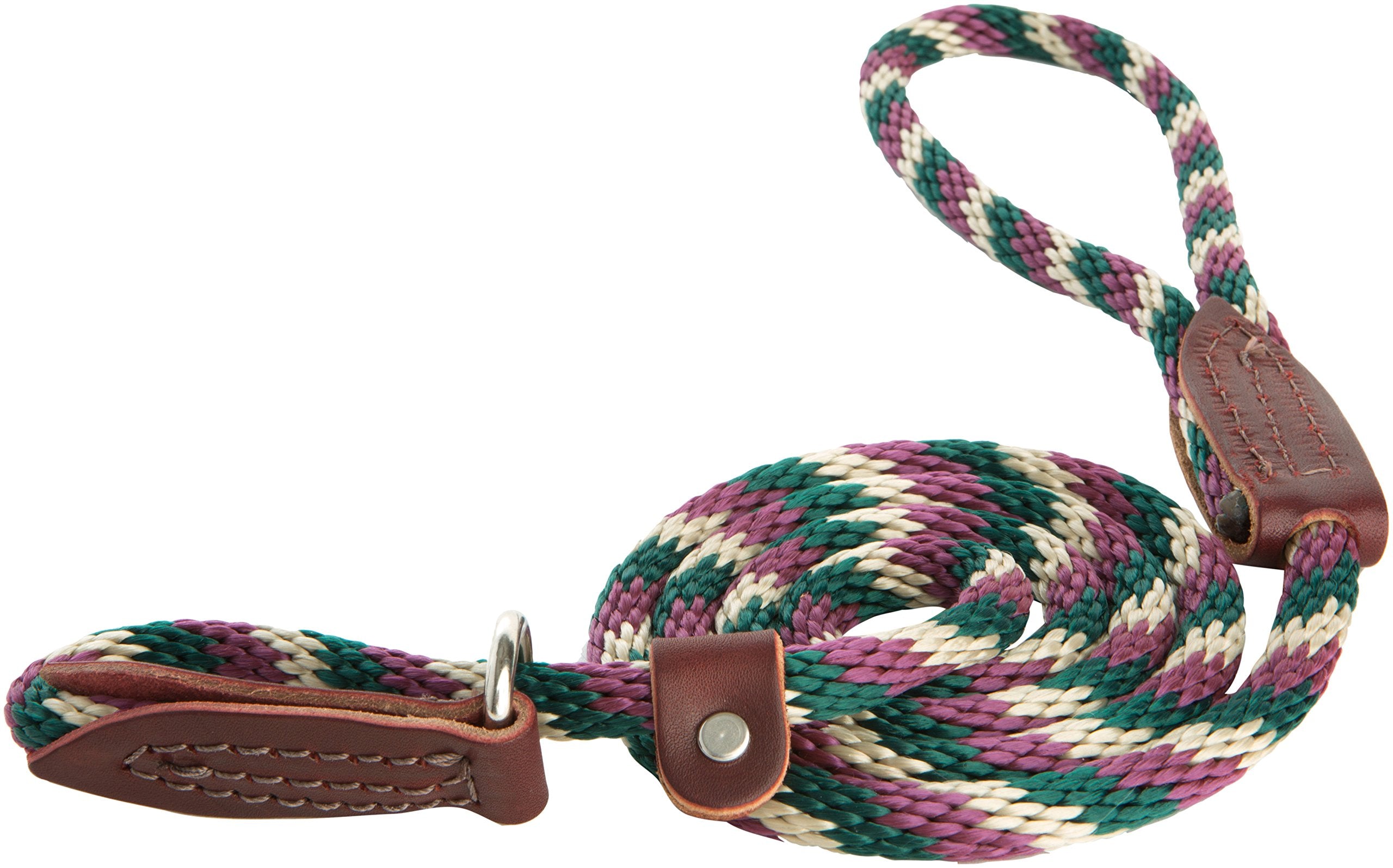 Omnipet British Rope Slip Lead For Dogs, 4', Hunter Green/Burgundy/Tan