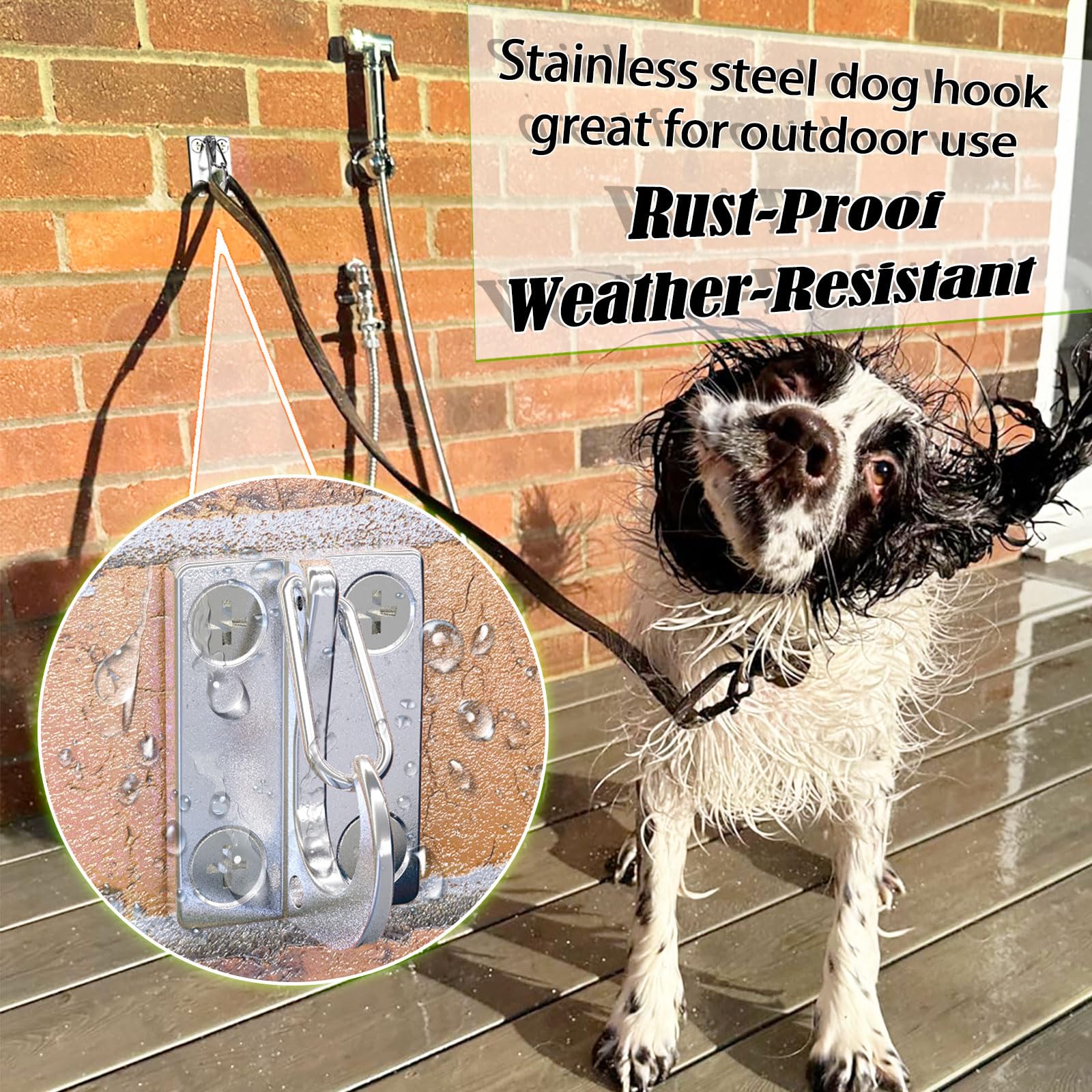 X-Tecokit-Wall Hook For Dog Leashes,Heavy Duty Stainless Steel Dog Chain Enclosed Parking Hook,Secure For Tie Out In Yard,Easy T