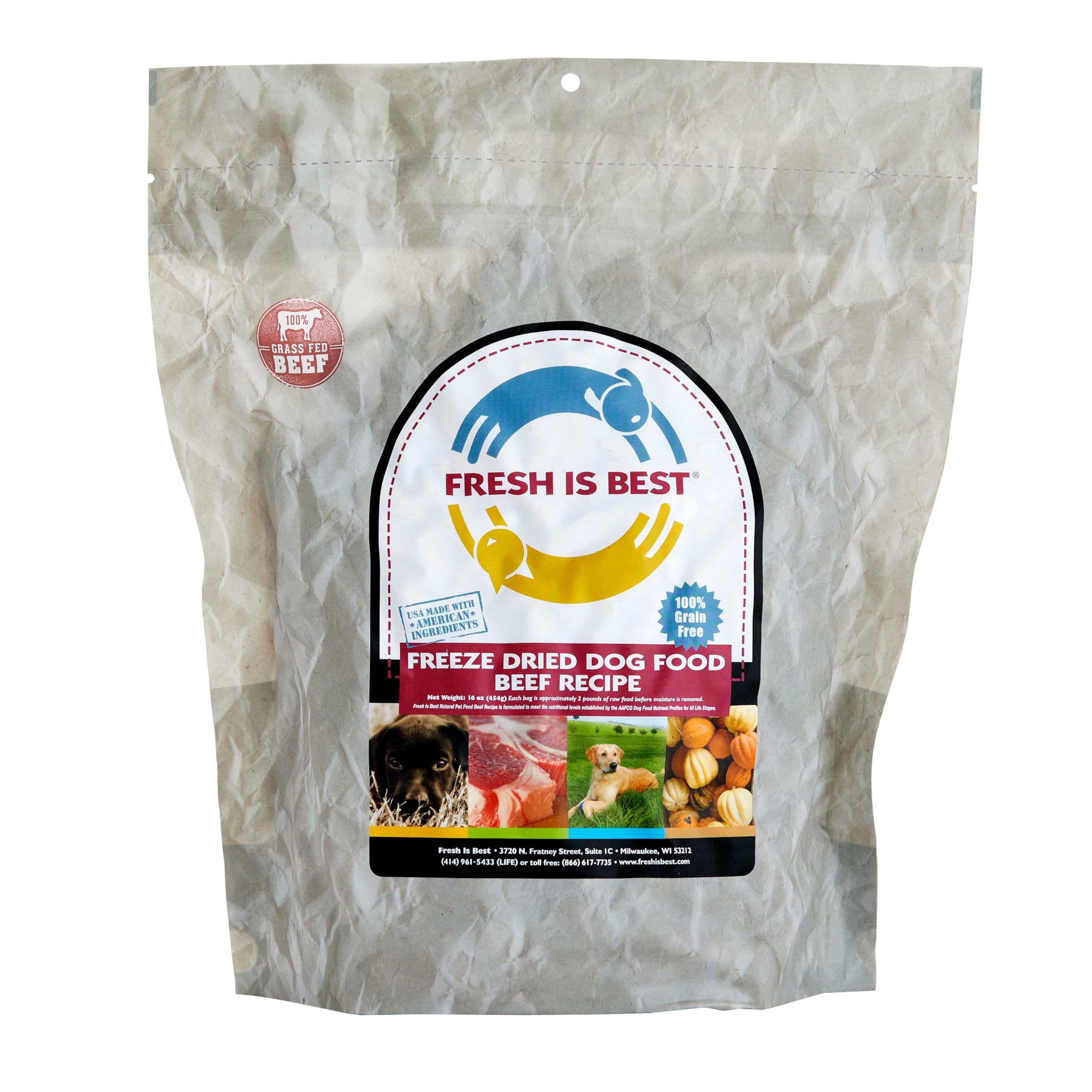 Fresh Is Best Beef Freeze Dried Dog Food - Raw Dog Food Toppers for Puppies & Adult Canines - High-Protein Freeze Dried Beef in 