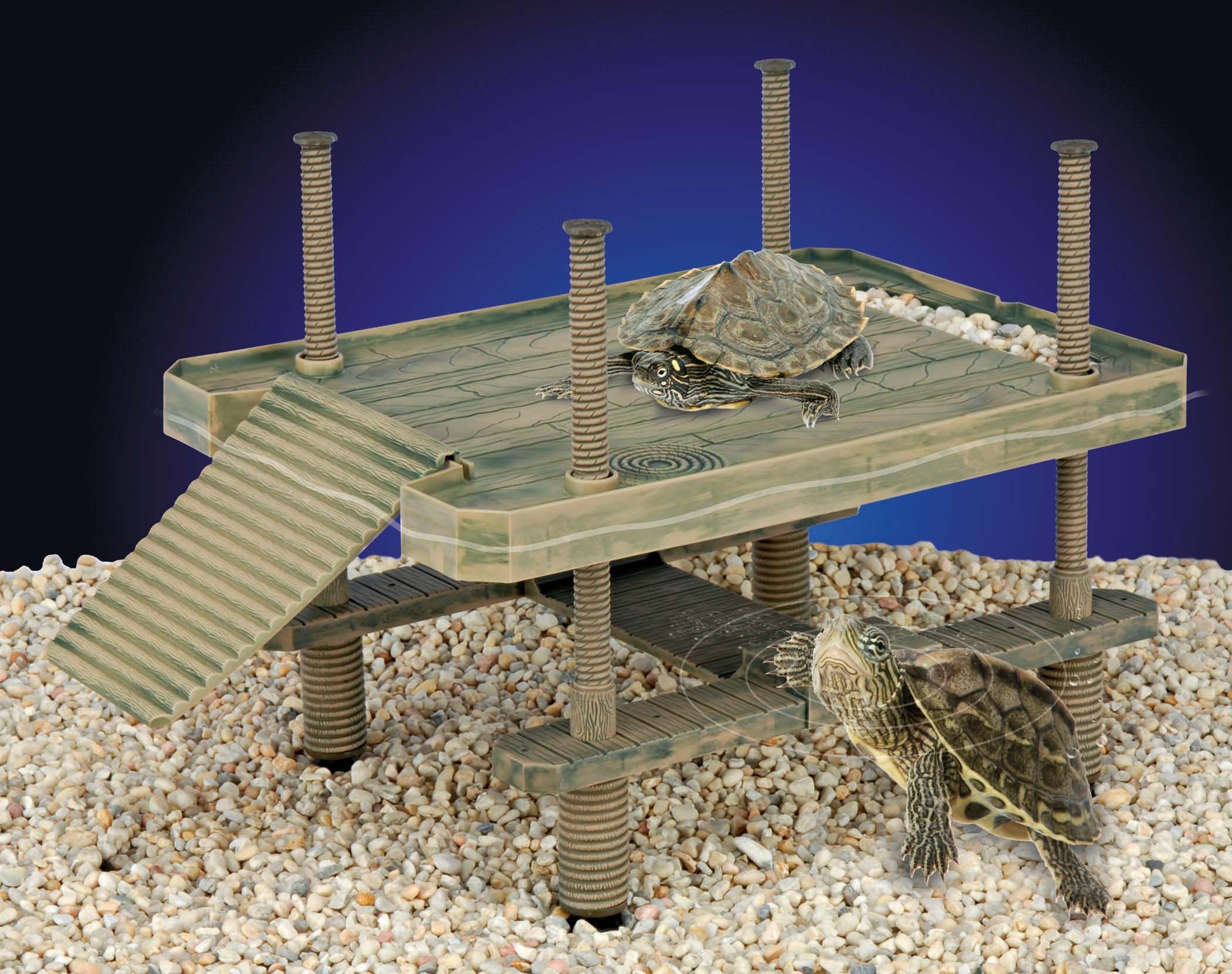 Penn-Plax Reptology Aquatic Turtle Pier And Basking Platform | Floating Above Tank | Decorative, Functional, And Naturally Inspired For Aquariums And Terrariums | Large Size (Rep603)
