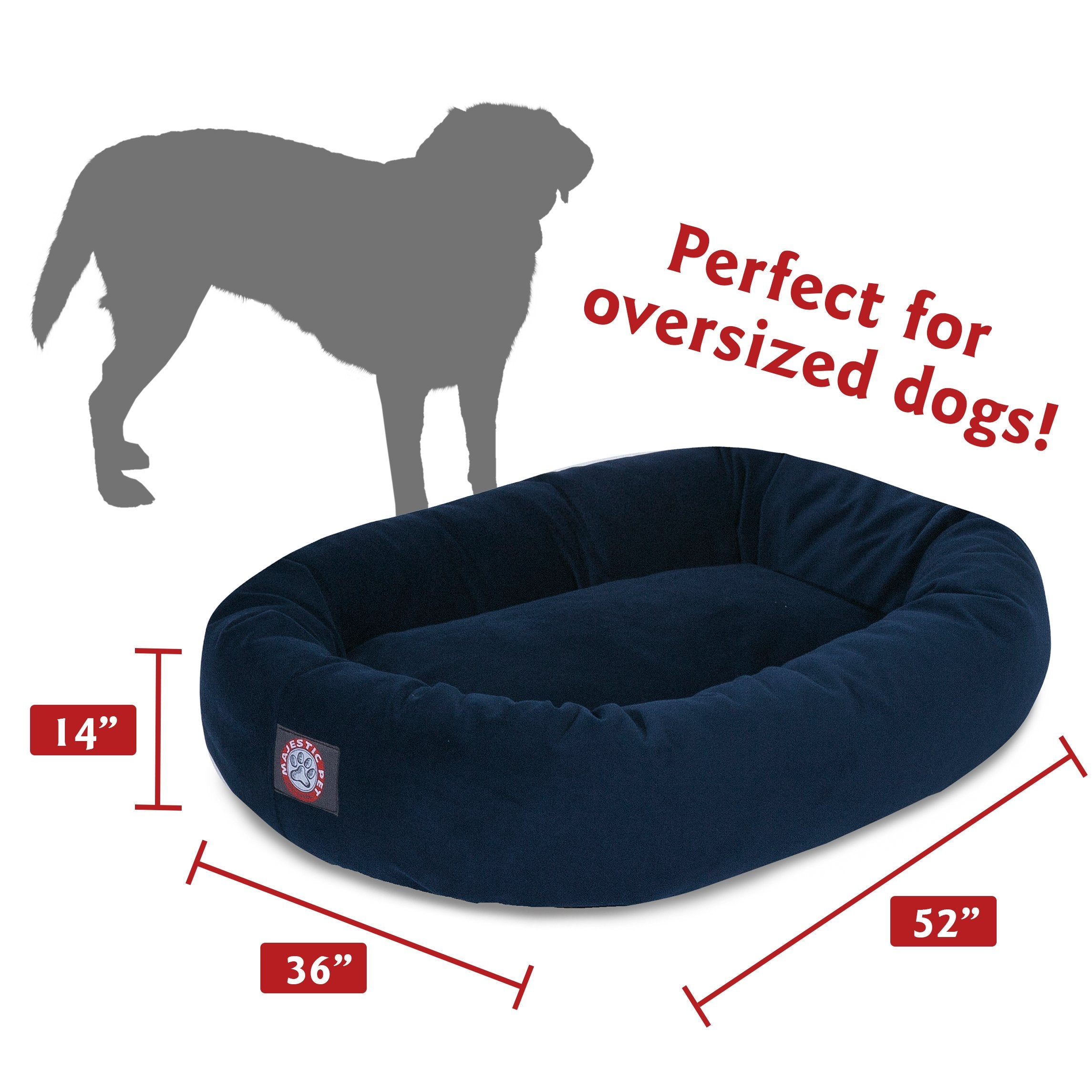 Majestic Pet 52 Inch Suede Calming Dog Bed Washable - Cozy Soft Round Dog Bed With Spine Support For Dogs To Rest Their Head - F
