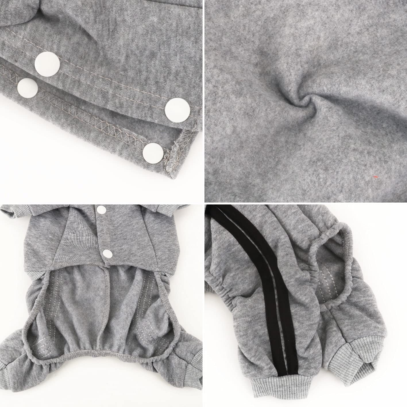 Otunrues Dog Hoodies, Pet Dog Clothes Pullover 4 Legs Jumpsuit Sweatshirt Security Patterns Outfit Doggie Winter Coat Cotton Puppy Hoodied For Small Medium Large Dogs Cats(Gray,S)