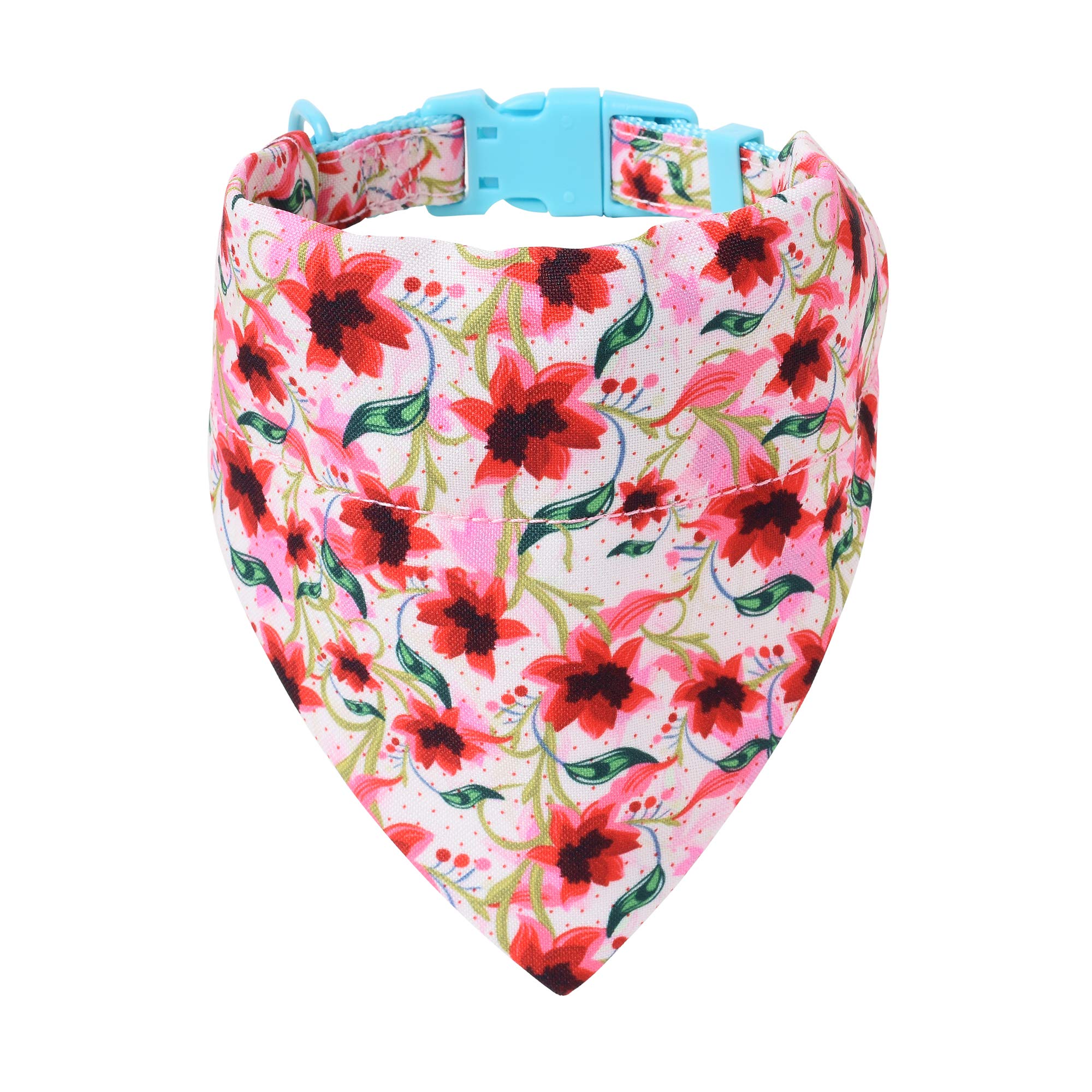 Mile High Life | Girl Dog Collars | Cute Bandana Collar | Soft Poly Cotton Fabric Collars For Medium Dogs | Flower & Fruit Patte