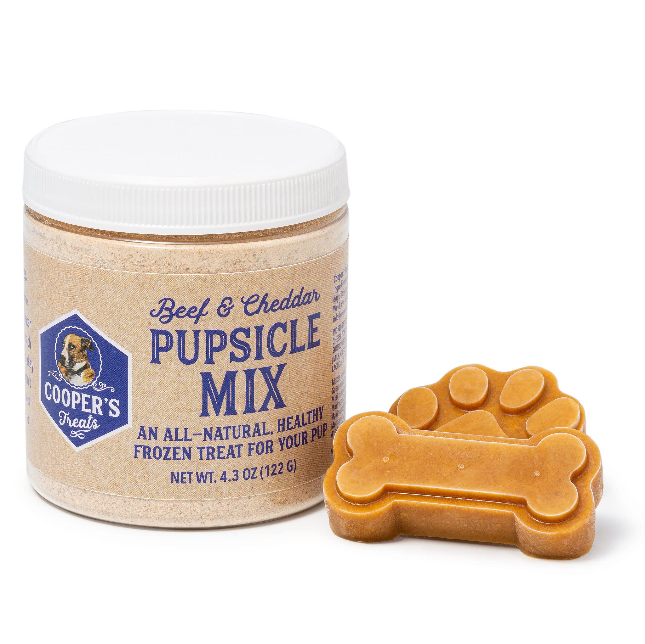 Coopers Treats Pupsicle Mix - Make Your Own Dog Treats - 4.3oz Beef and Cheddar - Pupsicle Refills, Pup Ice Cream, Pupicle Dog 
